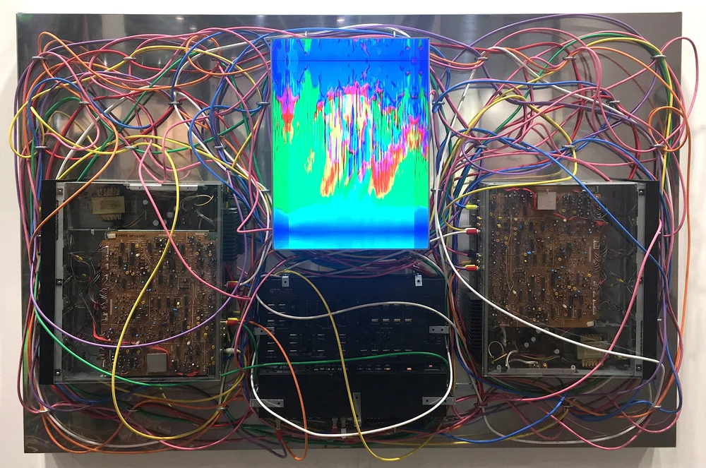 Masayuki Kawai, Video Feedback Configuration no. 5 Mirrored , 2018, Mixed media, 150 × 100 × 40 cm. Courtesy of the artist and MORI YU GALLERY.