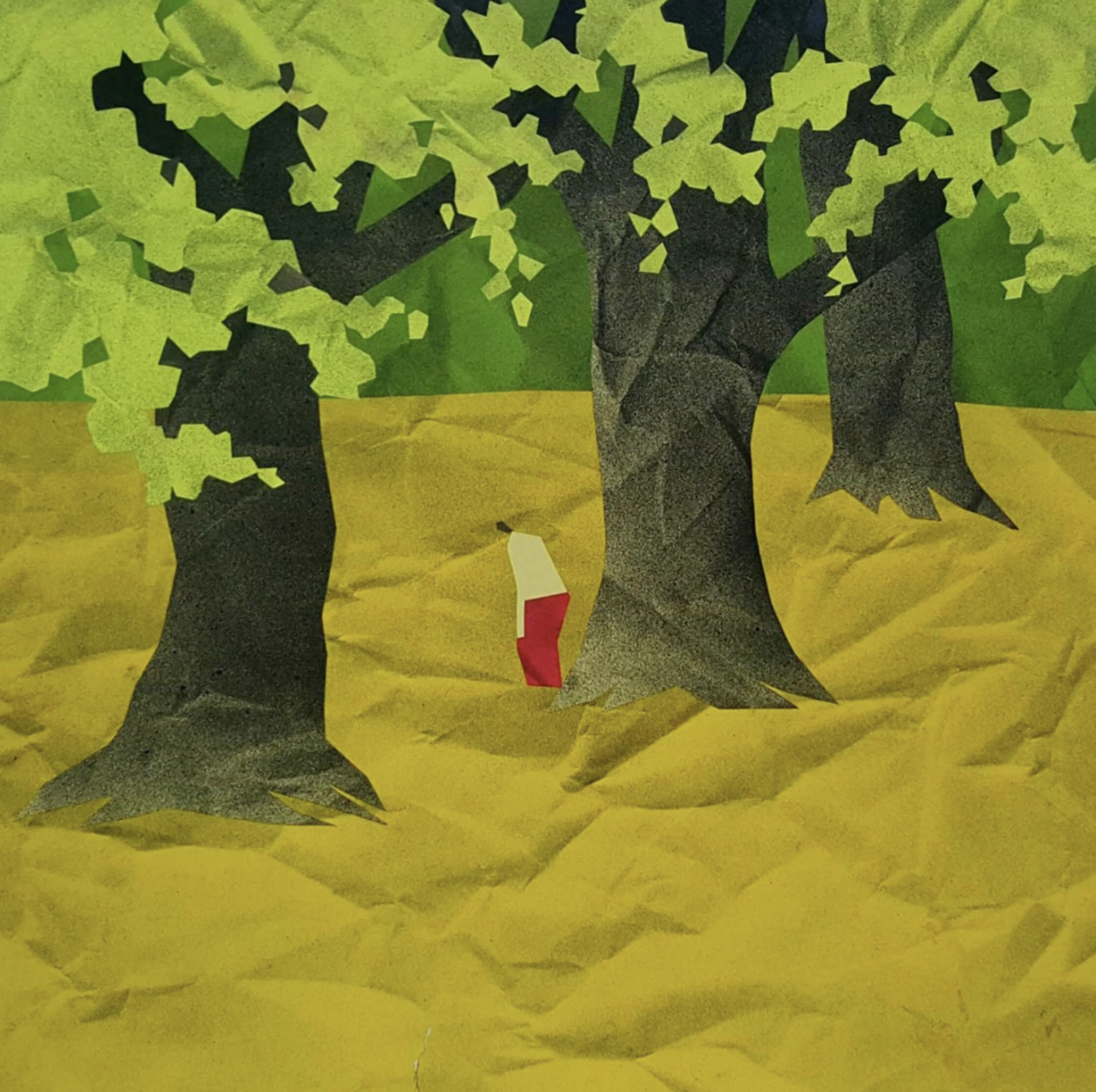 Min Zaw, In the Garden , 2017, Acrylic Paper Collage, 38 x 38 cm. Courtesy of the artist & Art Seasons