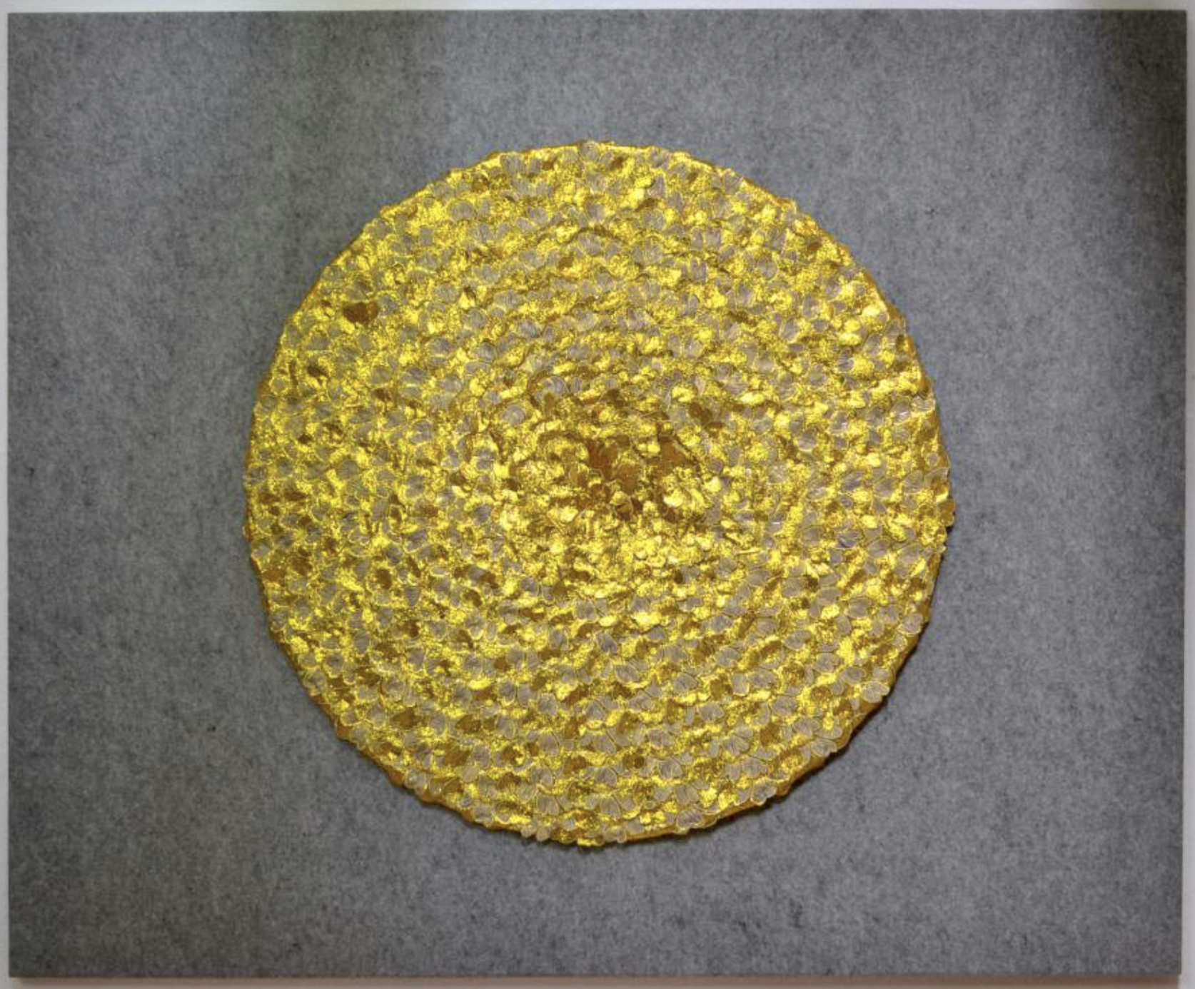 Gulnur Mukazhanova, Moment of the Present #17 , 2019 Brocade, lurex, felt and pins, 140 х 170 cm. Courtesy of the artist and Aspan Gallery.