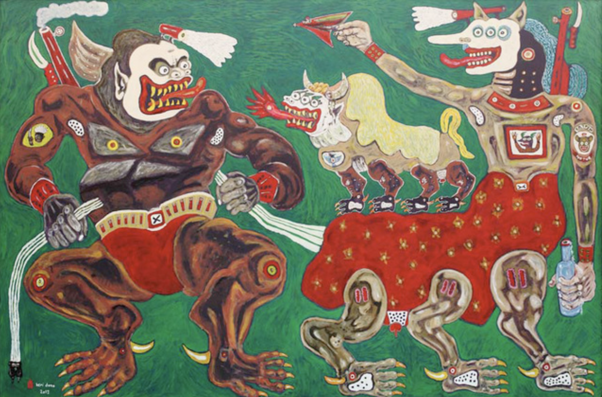 Heri Dono, The Loyal Barong, acrylic on canvas, 200x300 cm, 2012. Courtesy Heri Dono.