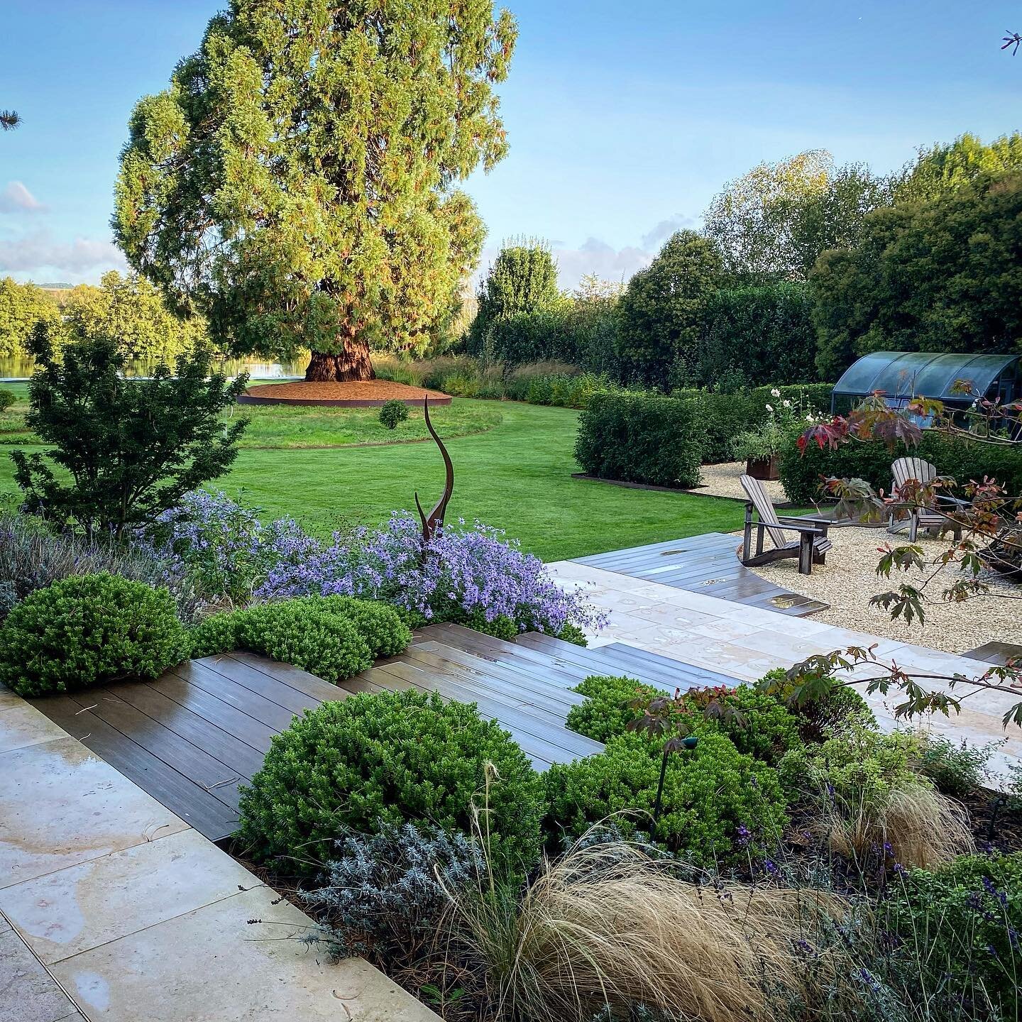 Floating steps | So lovey to visit this large garden near  Marlow that we designed a couple of years ago. The planting has matured nicely and really filled out the extensive planting beds. The steps that float through the planting lead down to a loun