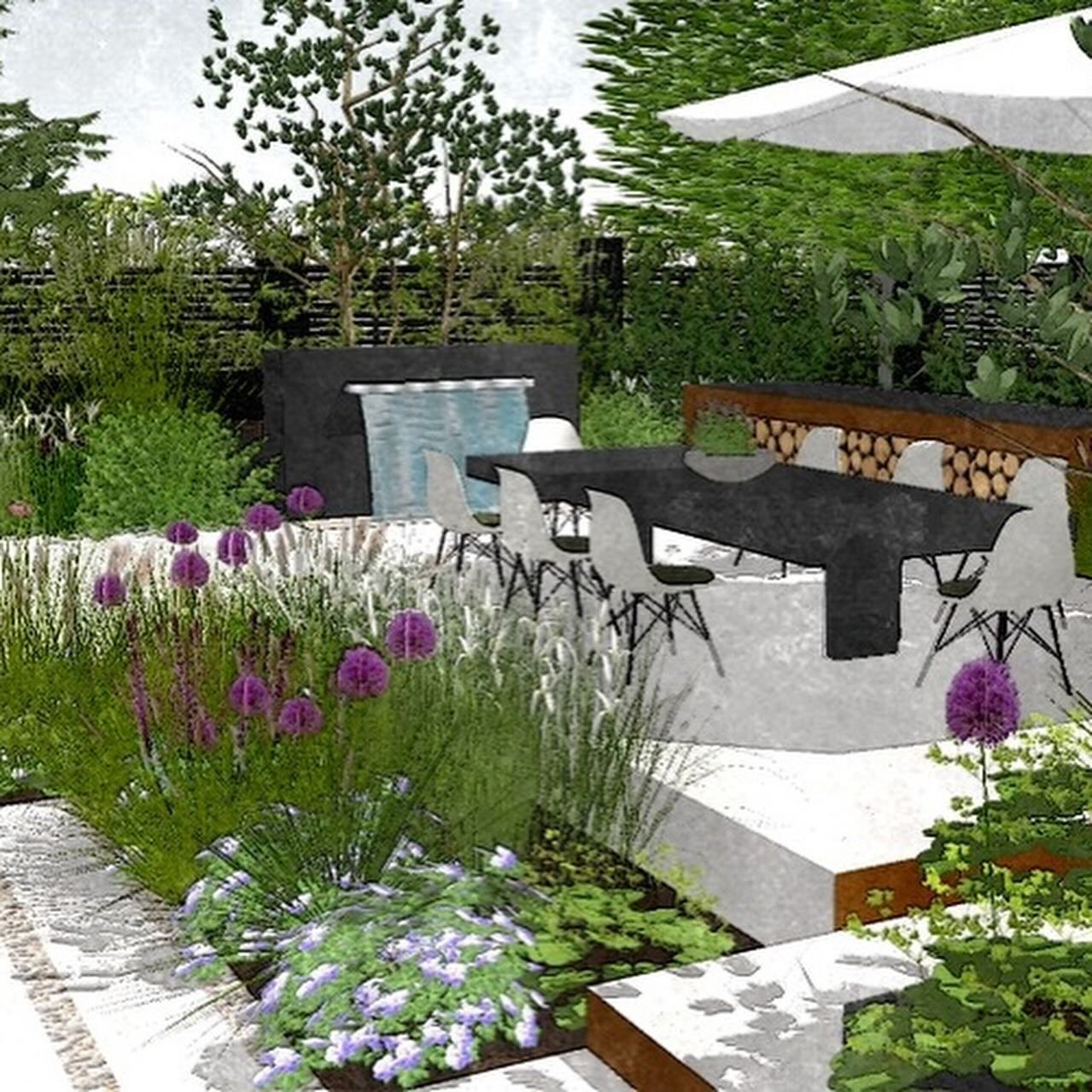 As we get towards the finishing line on our large design and build project in Sheen I thought it would be nice to share just a few of the many design visuals we initially presented to the client that gives them a real sense of how the garden will loo