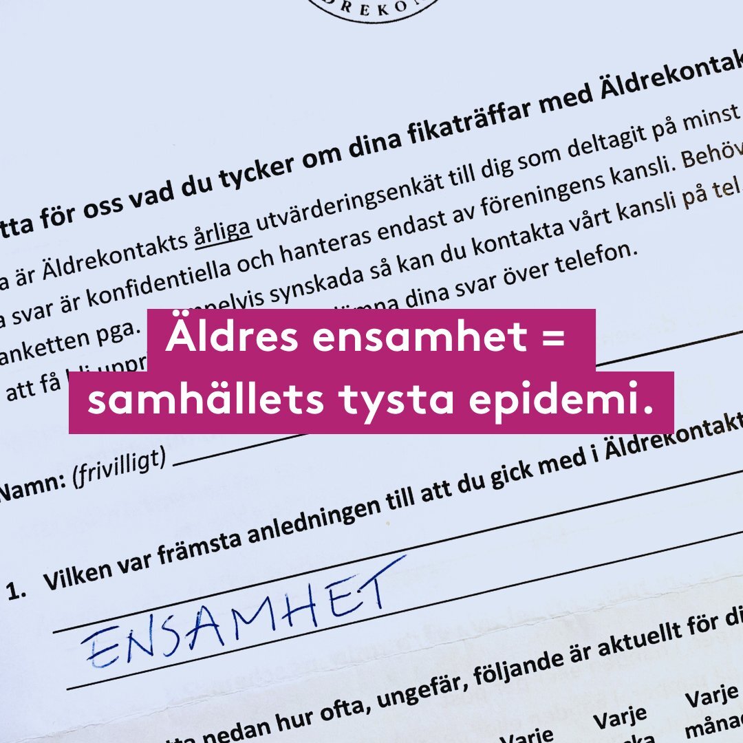 Ensamhet hos &auml;ldre &auml;r v&aring;rt samh&auml;lles tysta epidemi 💔

Varje &aring;r skickar vi ut en utv&auml;rdering till v&aring;ra &auml;ldre g&auml;ster f&ouml;r att kvalitetss&auml;kra verksamheten och s&auml;kerst&auml;lla att vi uppfyll