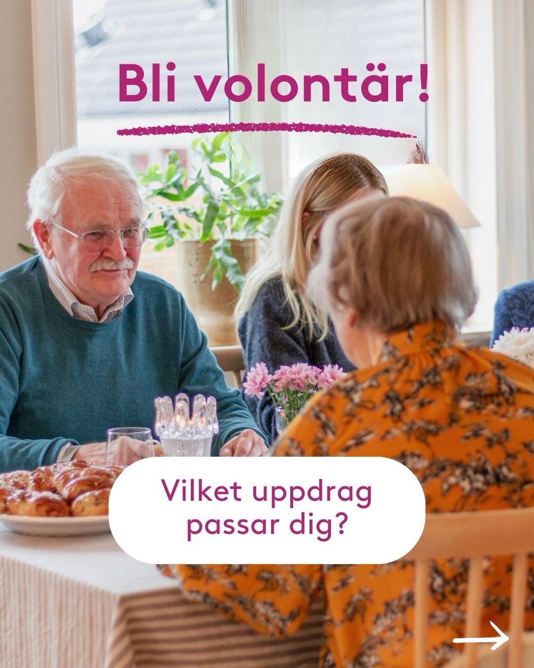 Vill du g&ouml;ra n&aring;got meningsfullt som har stor betydelse f&ouml;r &auml;ldres (och ditt eget) v&auml;lm&aring;ende? Bli v&aring;r volont&auml;r!

V&auml;lj det uppdrag som passar dig och ditt livspussel. P&aring; v&aring;r hemsida kan du se 