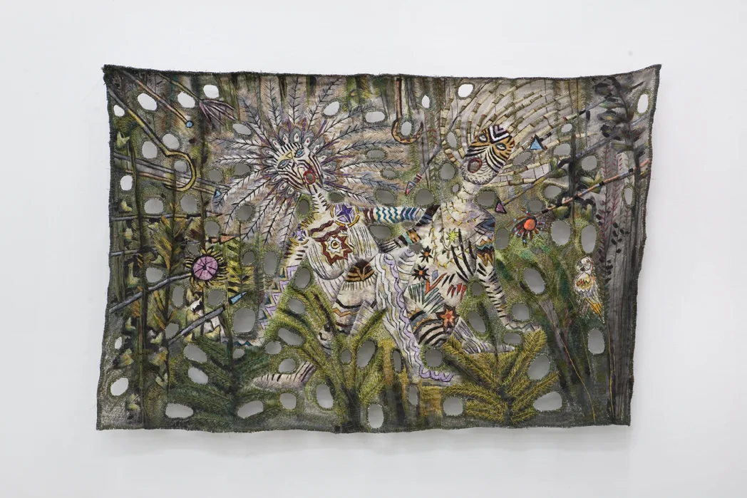 Zoi Gaitanidou: “Division”, 2009 Acrylic and thread on canvas 97 x 144 cm