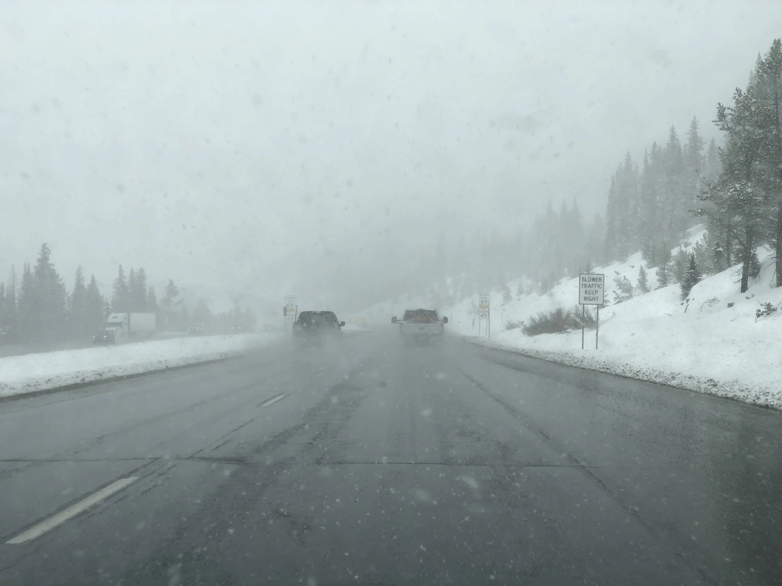 Snow before crossing over the continental divide