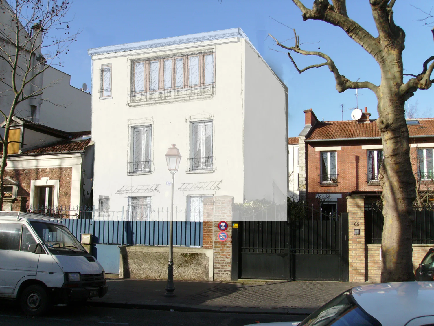   Esquisse de la surélévation  