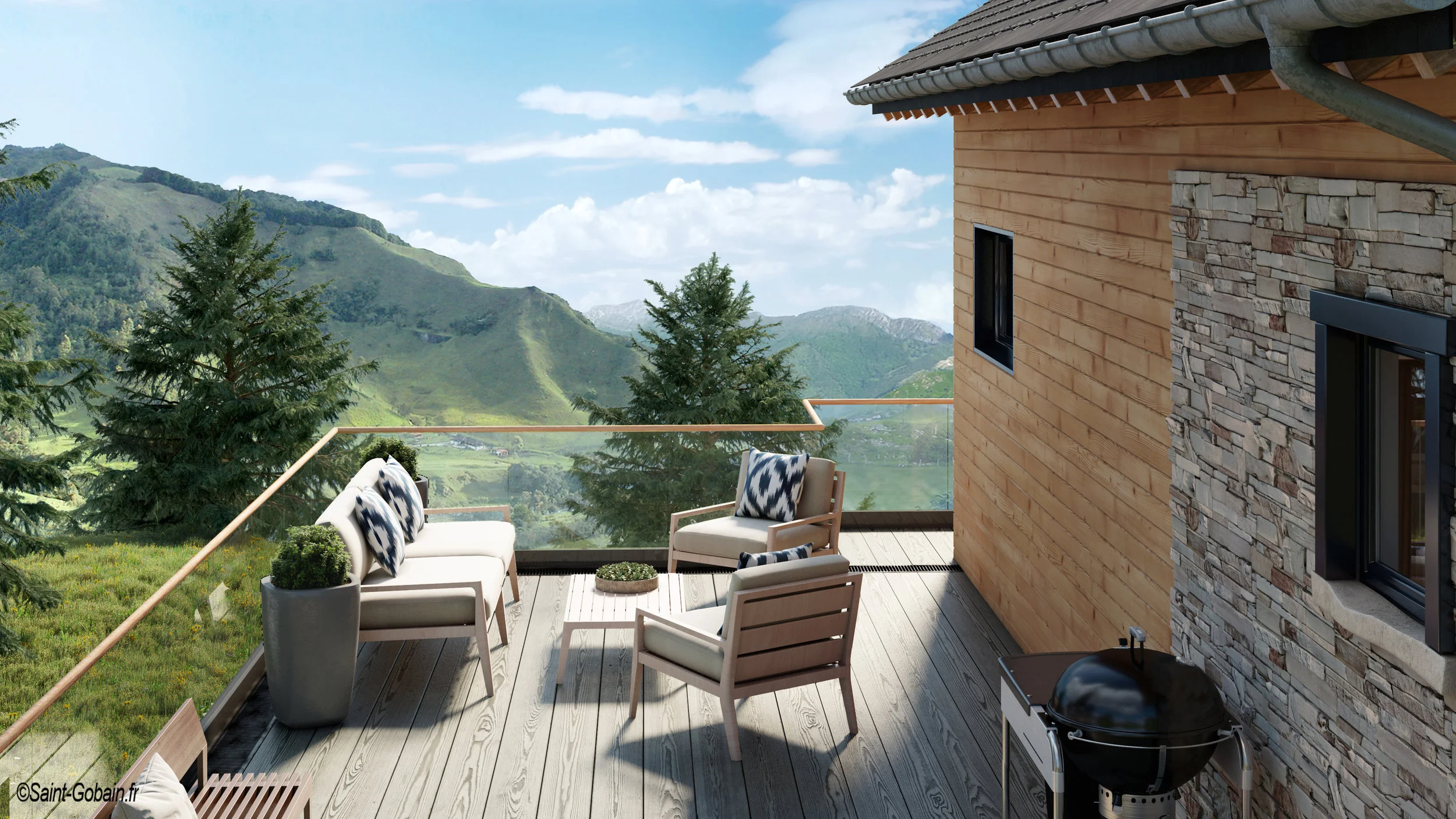   Vue 3D depuis la terrasse  
