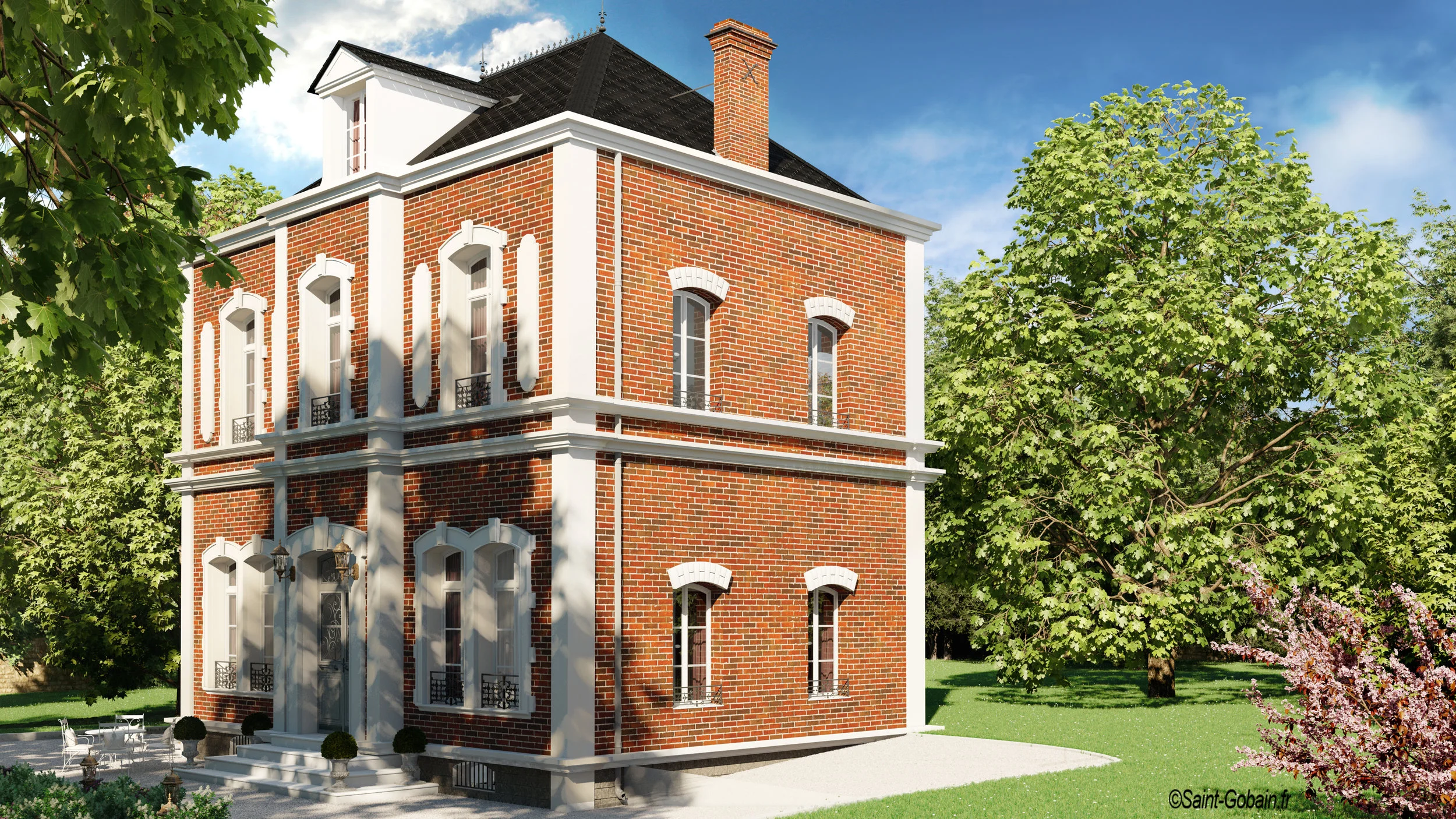   Vue sur la maison de maître avant travaux d’extension  