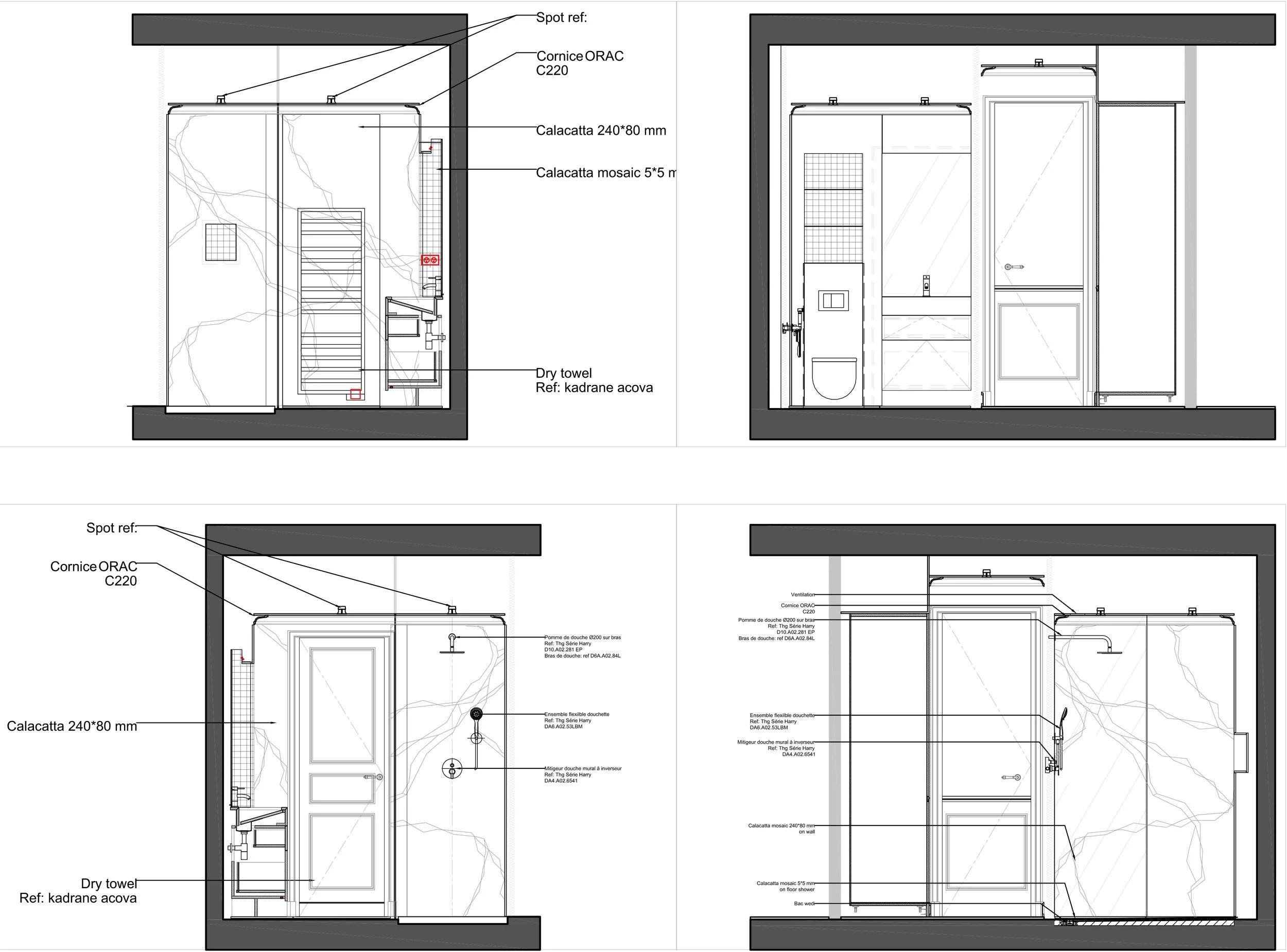   Élévations de la salle de bain  