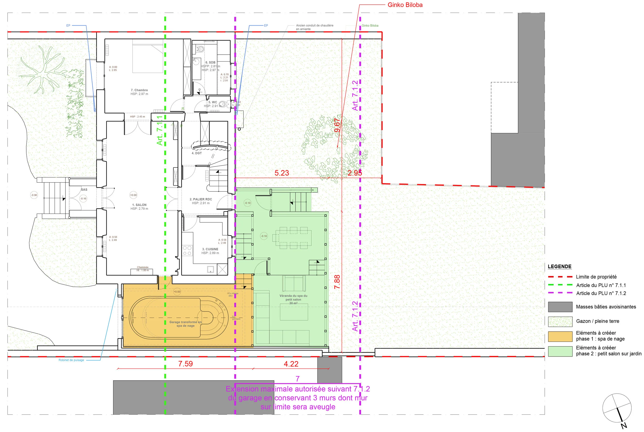   Plan d’implantation de l’extension - phase esquisse - faisabilité  