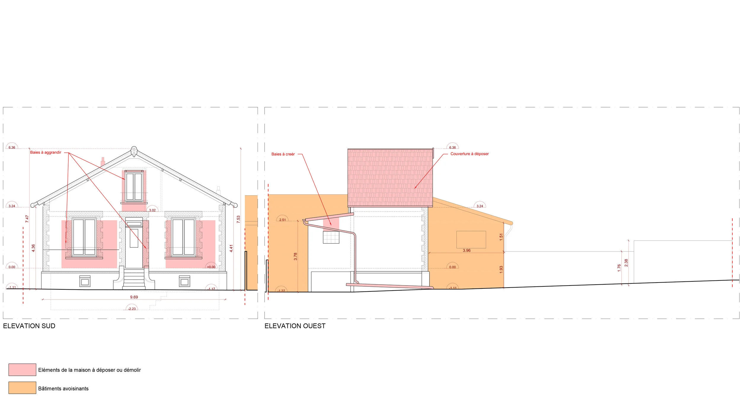  Façades Sud &amp; Ouest état actuel 