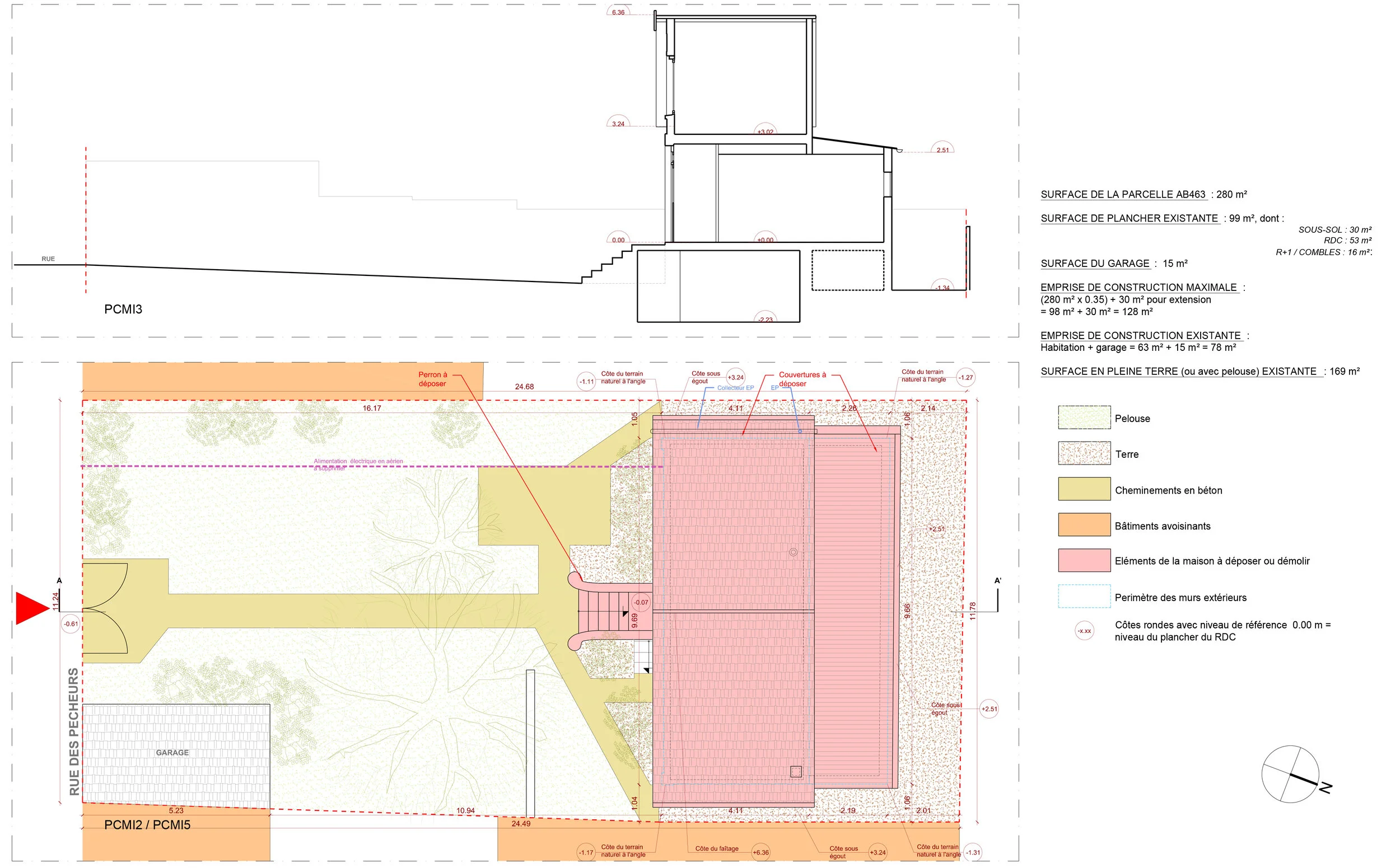   Plans et coupes état actuel  