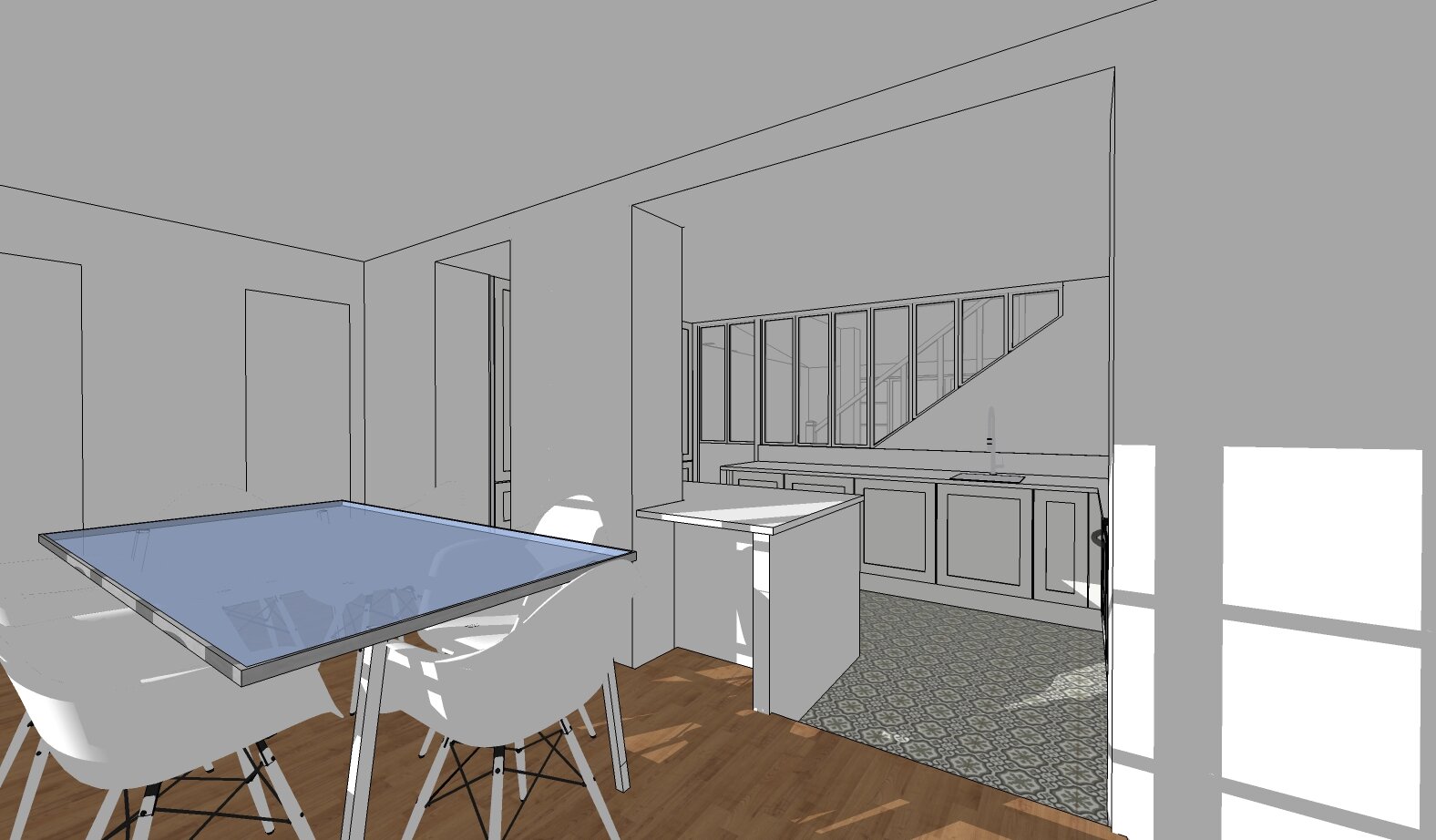   Vue 3D depuis le coin repas  