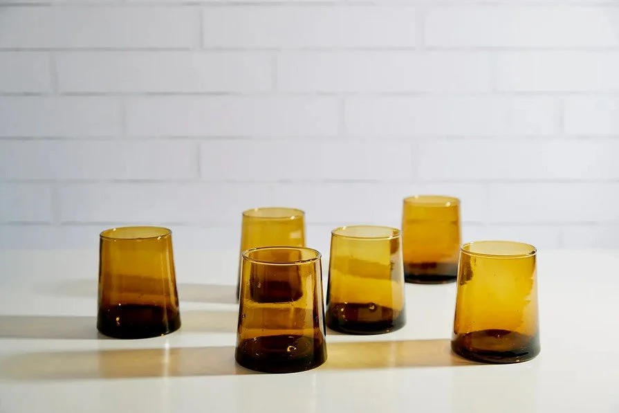 Small Amber Moroccan Cone Glassware (2-Pack) by Verve Culture