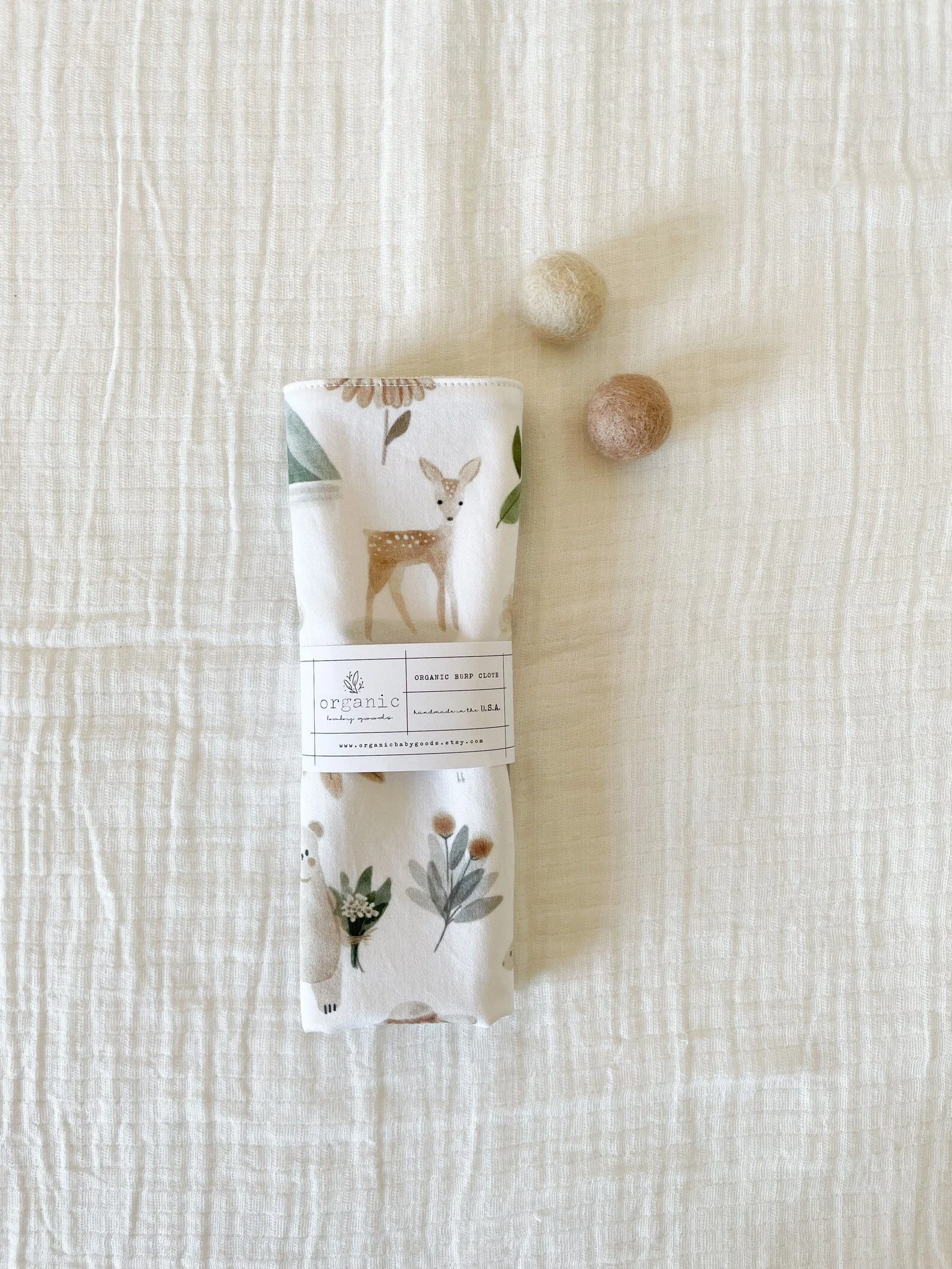 Woodland Creatures Burp Cloth by OrganicBabyGoods