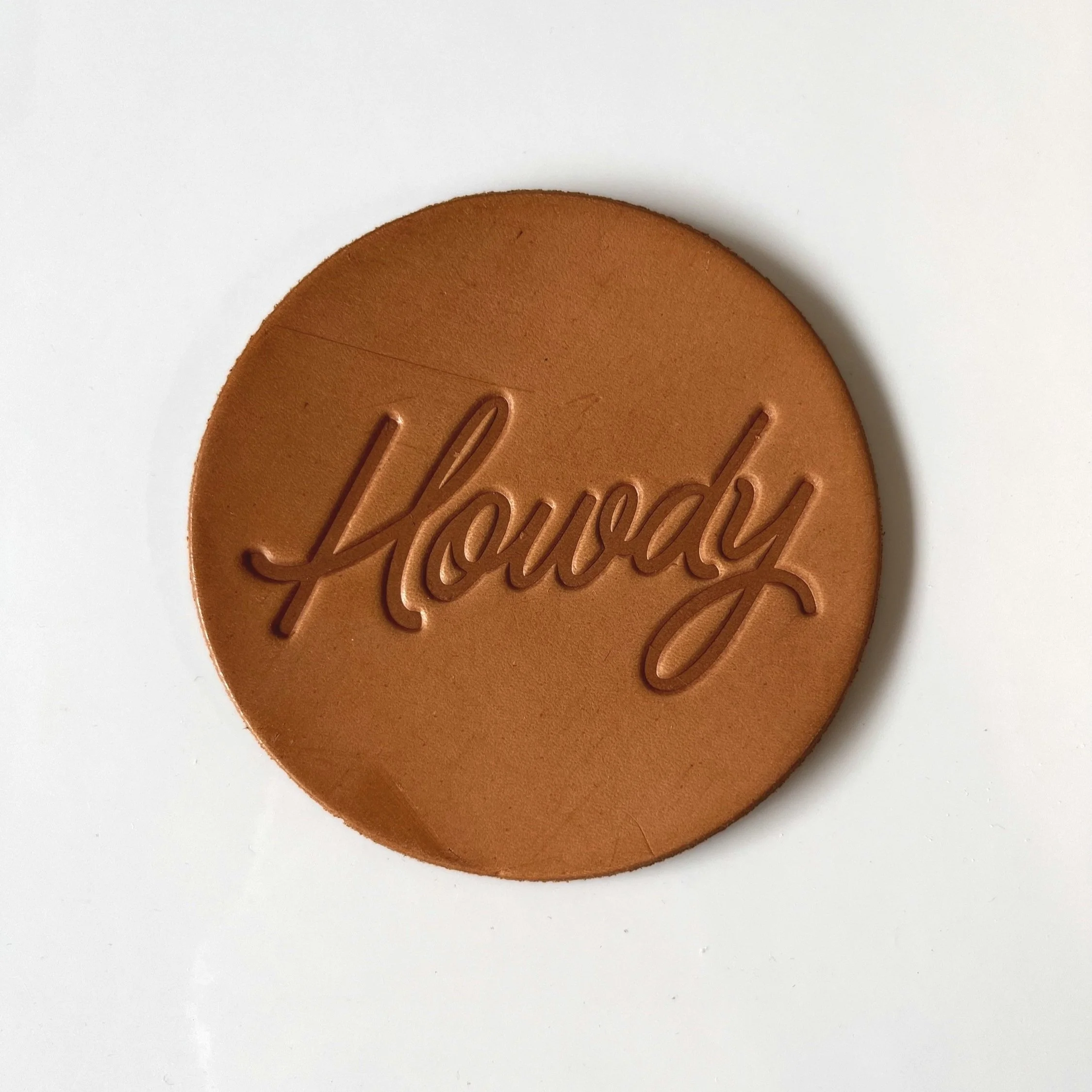 Leather Howdy Coaster (Pack of 2) by Frankie Jean