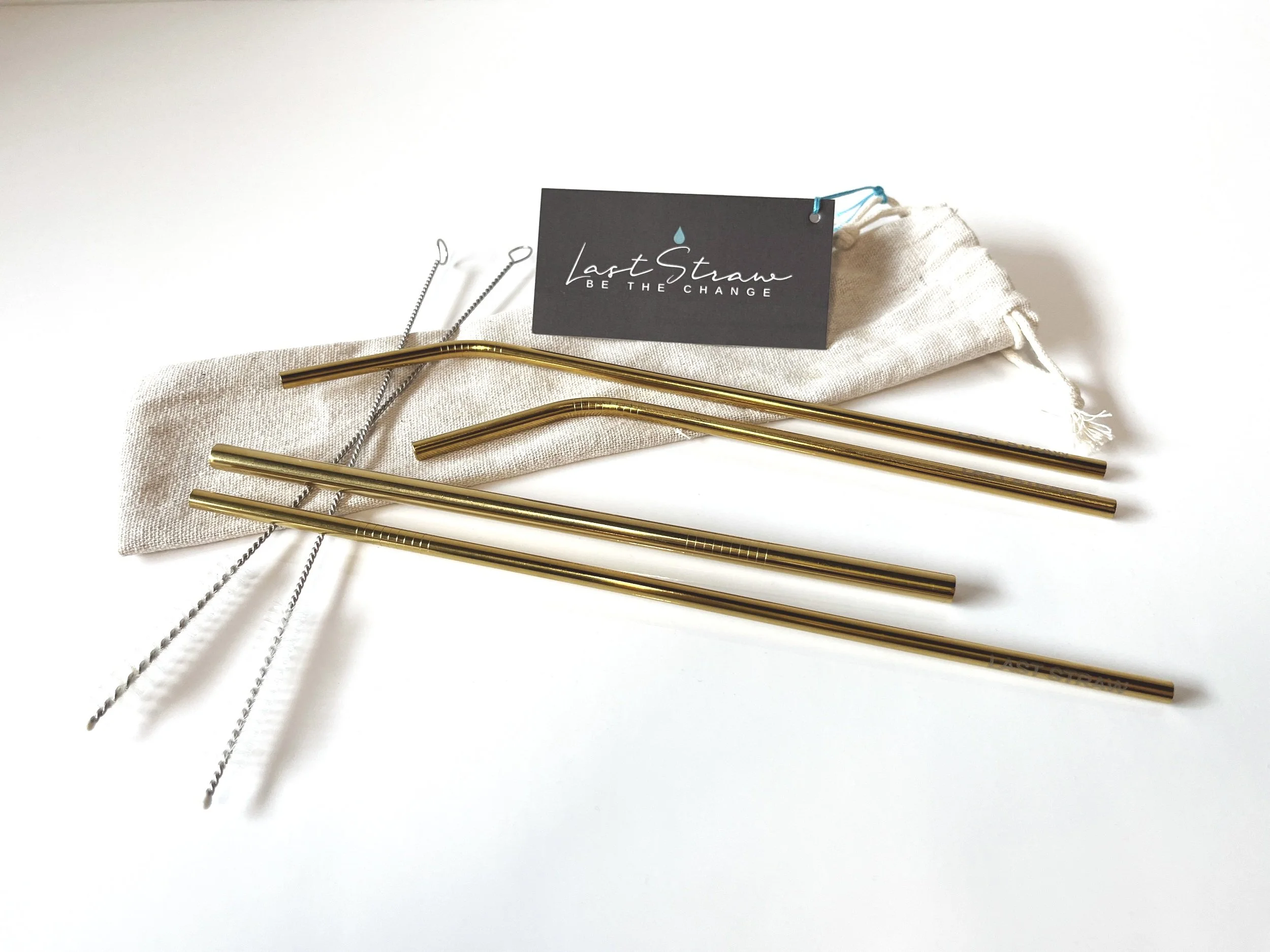 Gold Stainless Steel Metal Straw Set by Last Straw