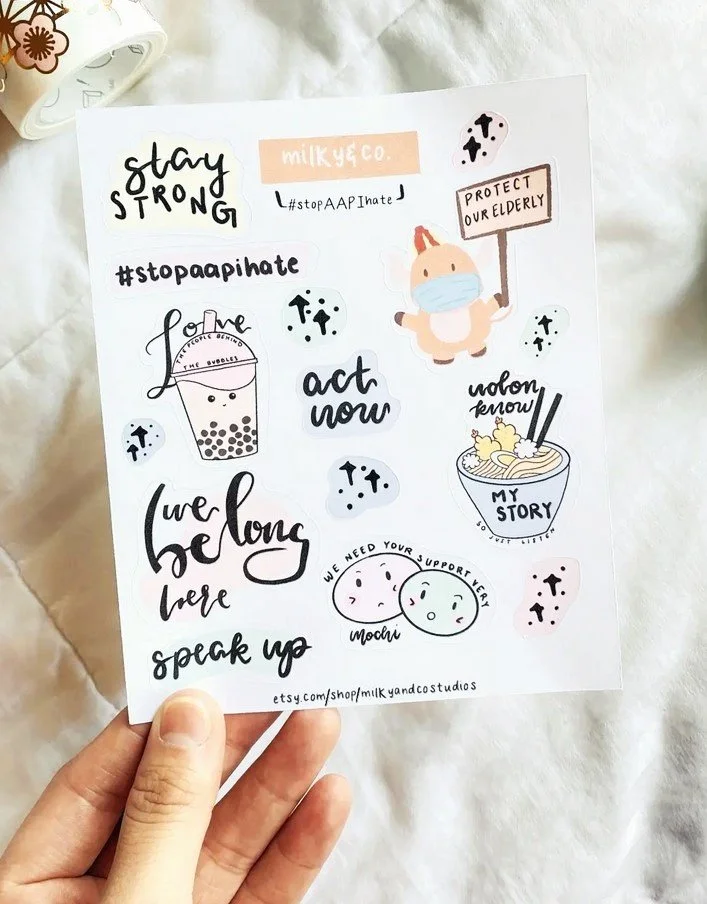 Stop AAPI Hate Sticker Sheet by Milky & Co Studios