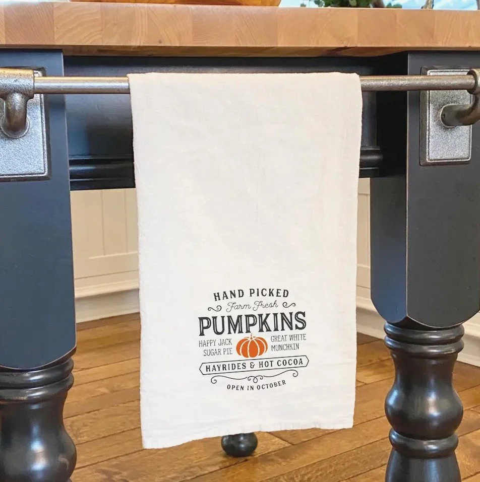 Hand Picked Pumpkins Tea Towel by Indigo Tangerine