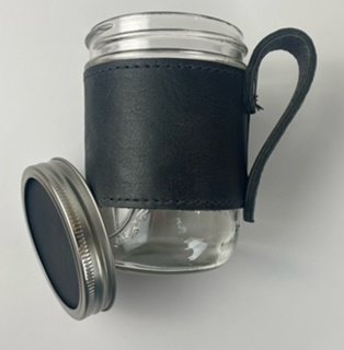Black Leather Wrapped Mason Jar by Gemini Handmade