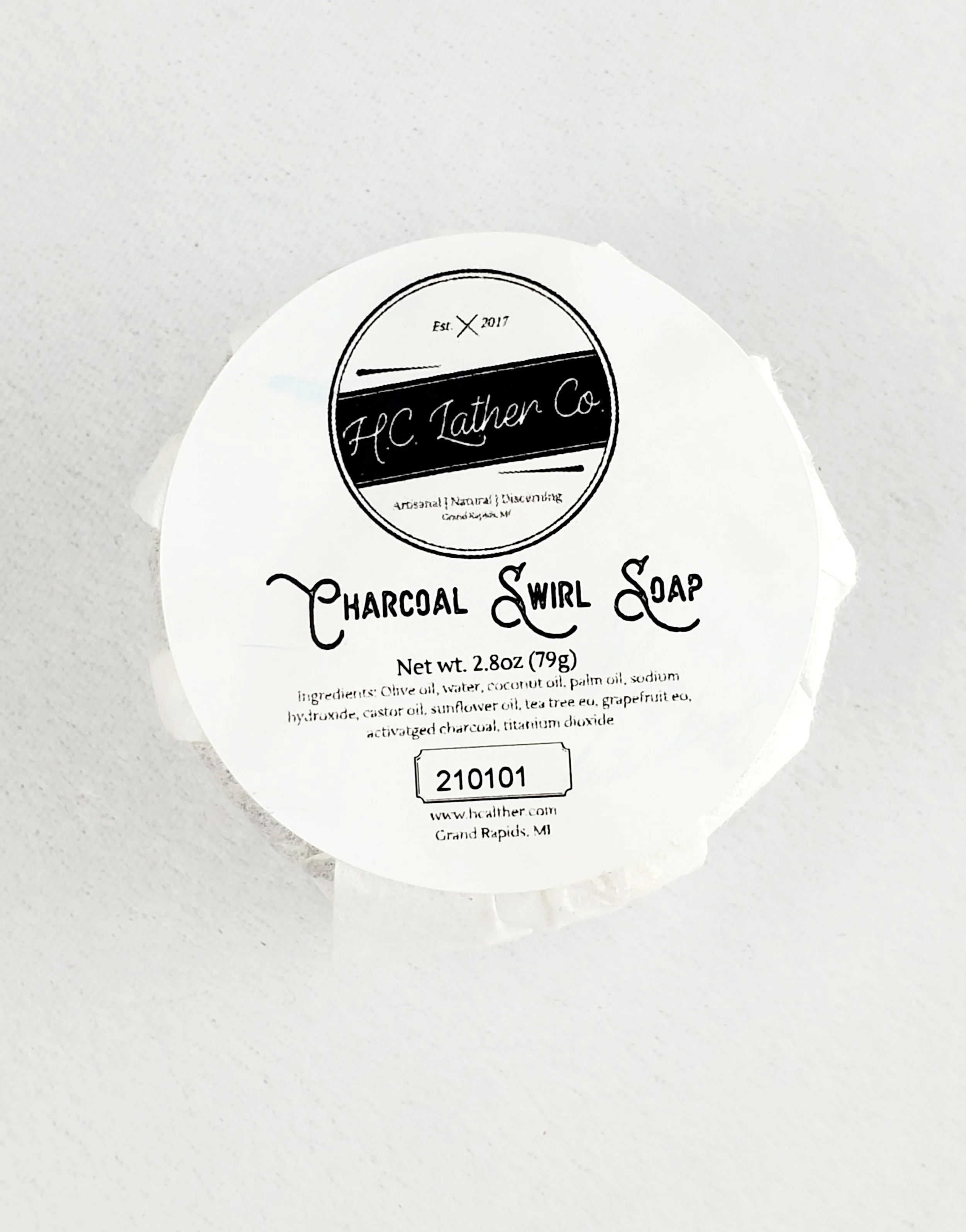 H.C. Lather Co Charcoal Swirl Soap