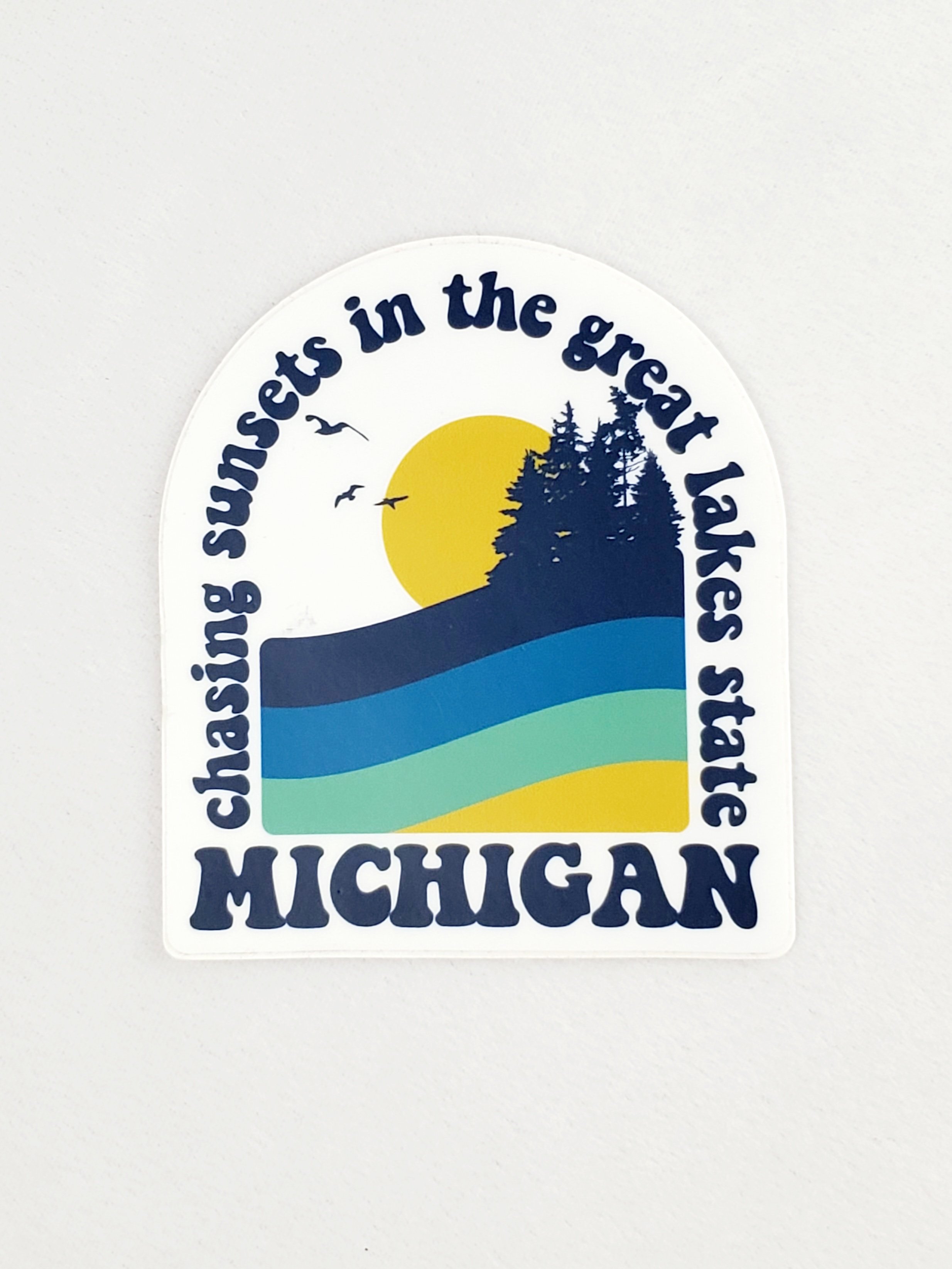 Chasing Michigan Sunsets 3" Sticker by Northeast Printhouse