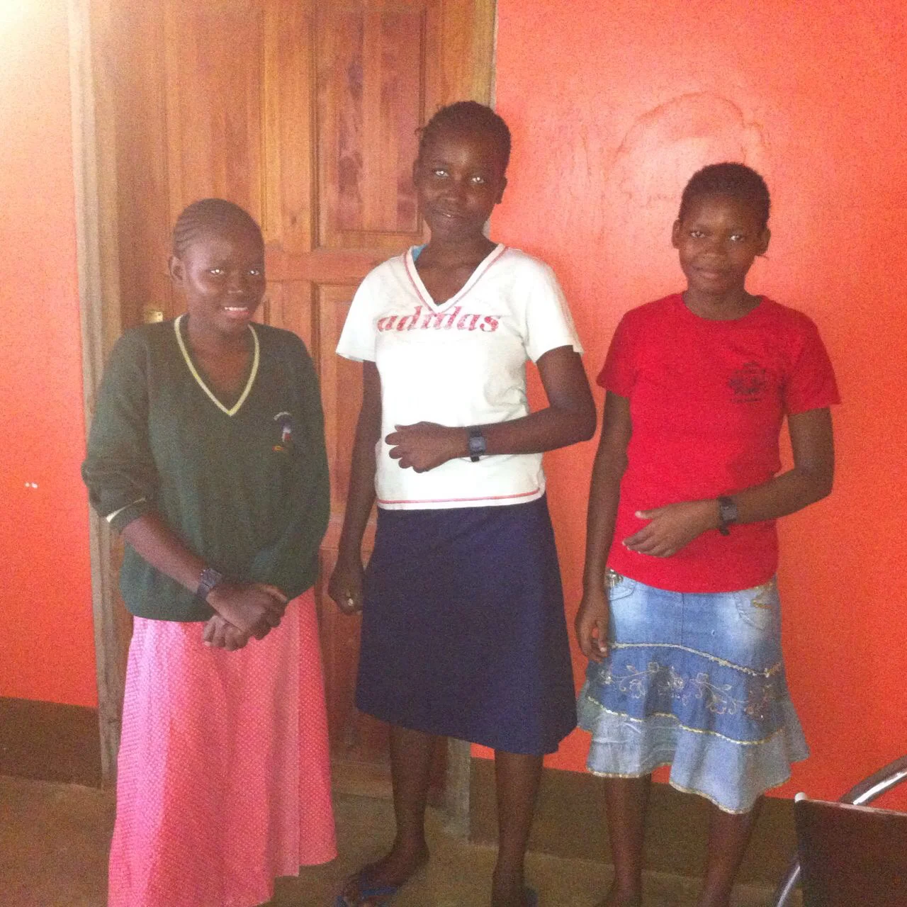The girls with their new watches - Left to right - Tamira, Linet, Peris.