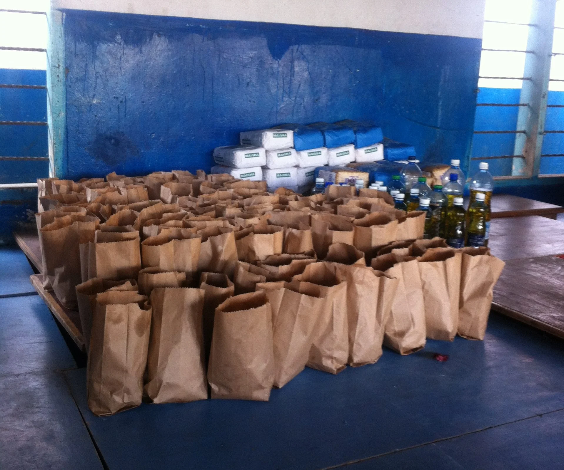 Food Parcels ready for distribution