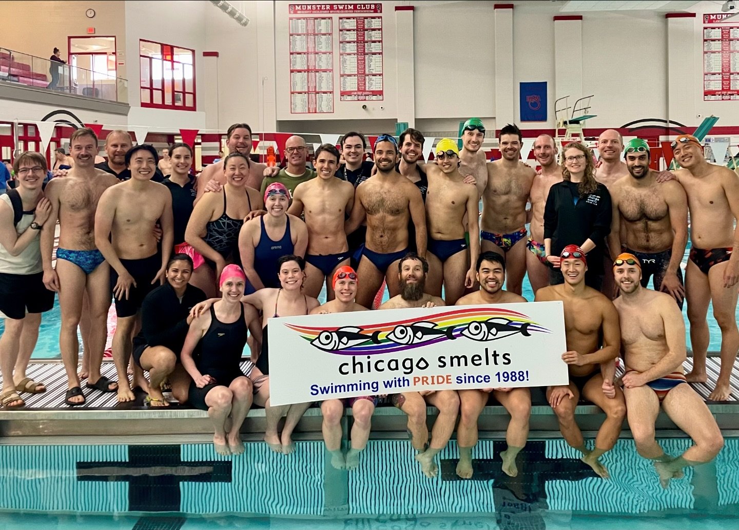 Smelts made a splash at the 2024 IL Masters Swim Assn State Championship, breaking personal records and dominating the relays and all breaststroke events. Also won most fun team in the state 🏆 💦 

#lgbtq🌈 #lgbtq #swimming🏊 #swimlife #gaysports #l
