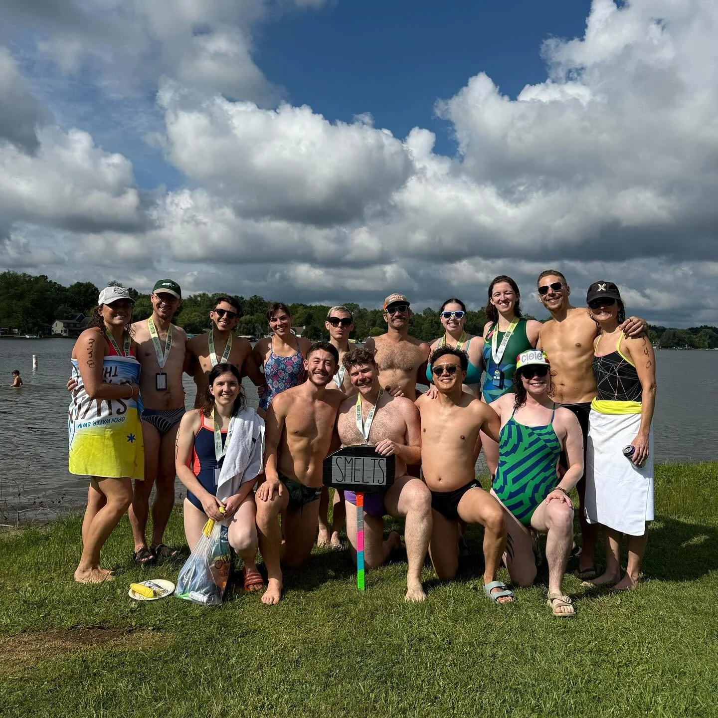 The Smelts did #SwimToTheMoon 2025 in Michigan! This open water swim festival consists of distances ranging from 0.5 mile, 1 mile, 1.2 mile, 2.4 mile, 5k to 10k. Behind these smiles and victory poses are months of hard work both in the pool and in op
