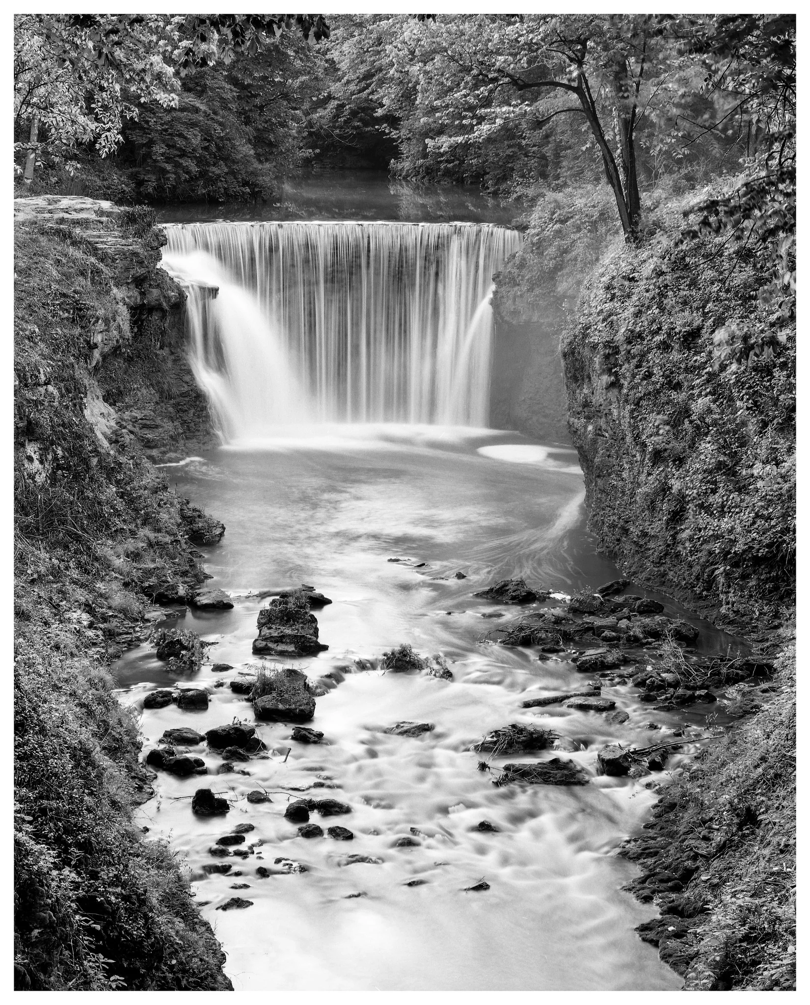 Cedar Cliff Falls - Mamiya RB67 ProS w/90mm lens @ f/16, 30 seconds with a polarizer and 4-stop ND filter on Fuji ACROS 100 film.