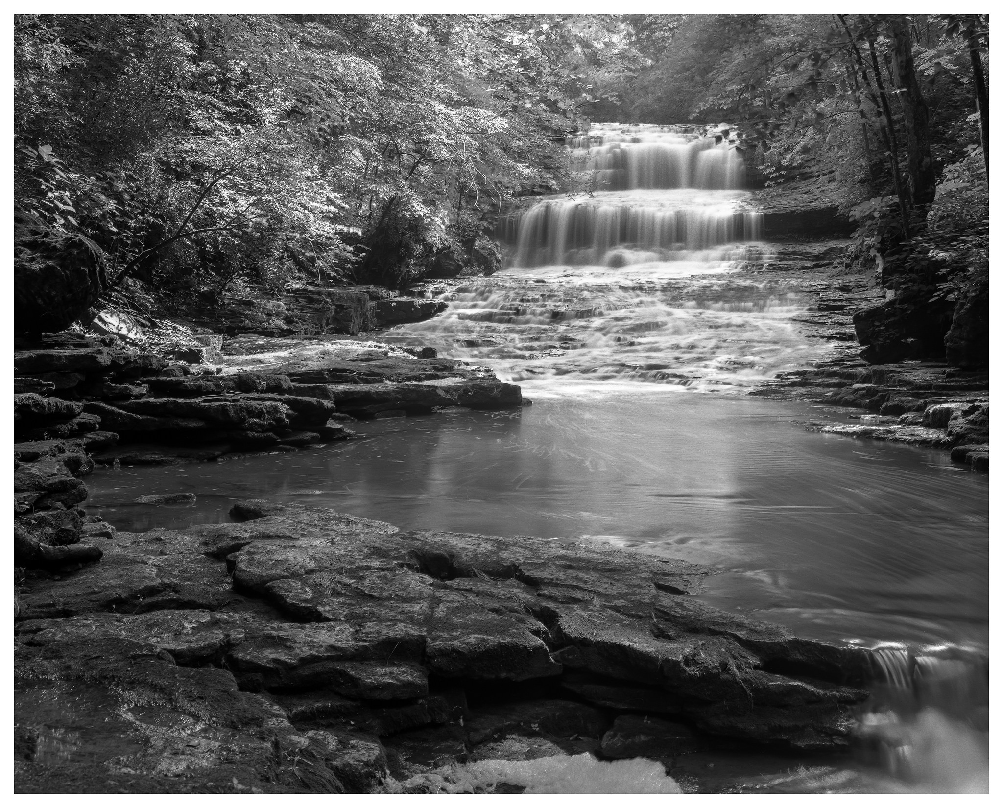 Fallsville Falls – Mamiya RB67 ProS w/90mm lens, polarizer, and 4-stop ND filter on Kodak Tmax 100 film @ f/16, 45 seconds