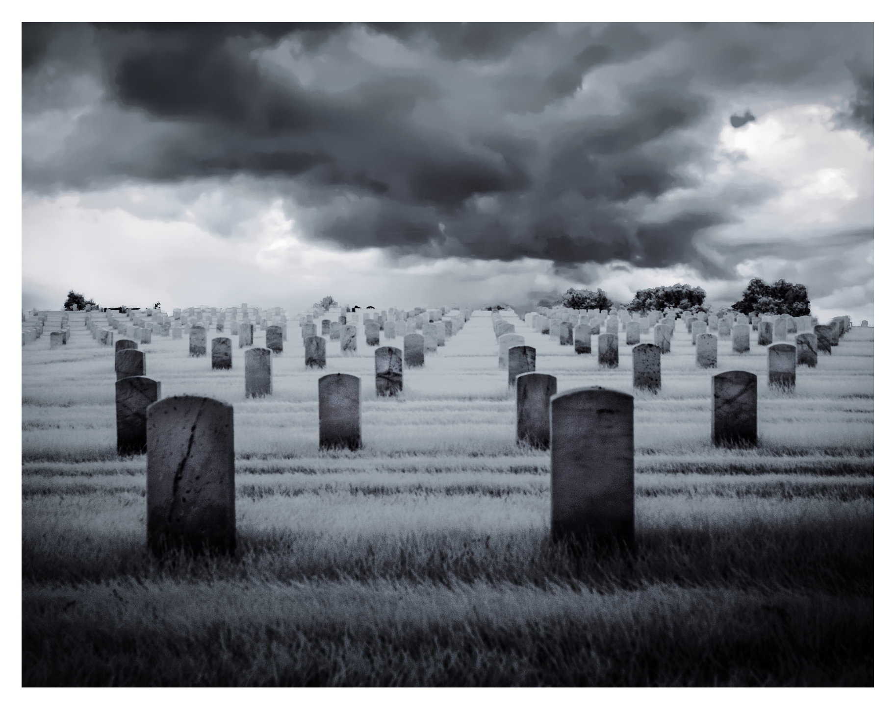Image shot during a thunderstorm at the Dayton VA Center on an infrared camera. I shot this for a photo competition a few years ago on probably my 10th trip to this spot.