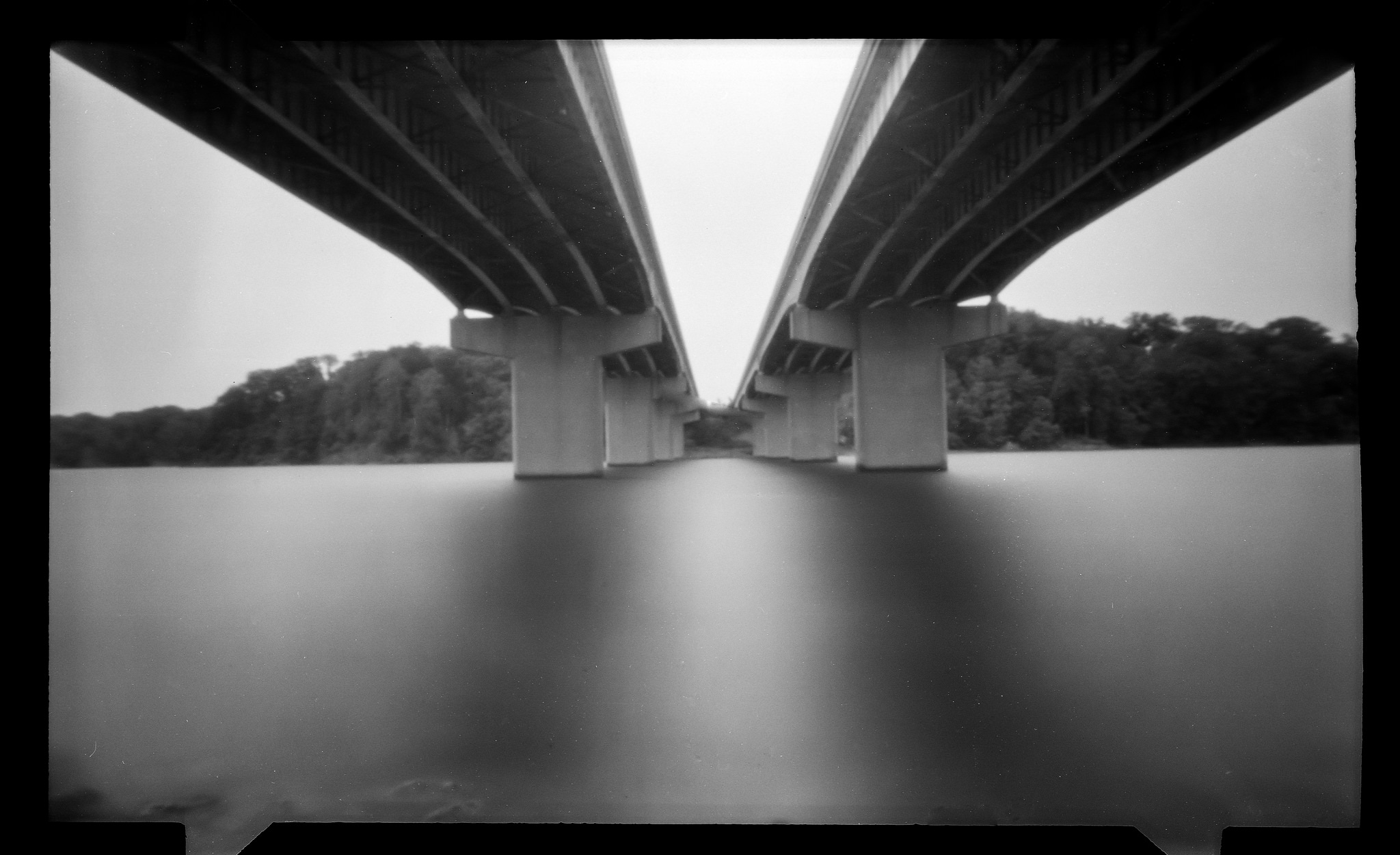 SR73 - 30 minute exposure in the pouring rain and torrential wind with a pinhole film camera. Basically a wooden box with a small hole and film inside.