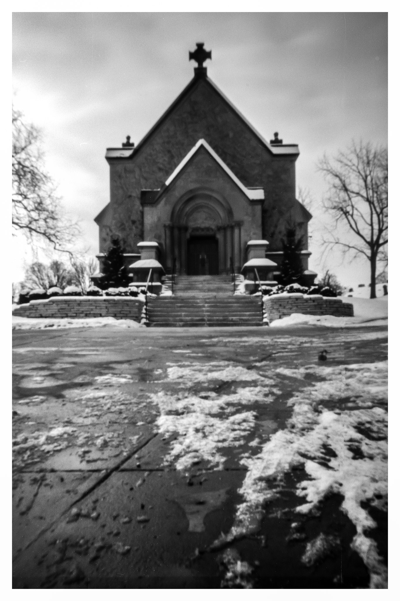 Chapel at Calvary Cemetery - NOON 612 Pinhole on Fuji ACROS 100 film