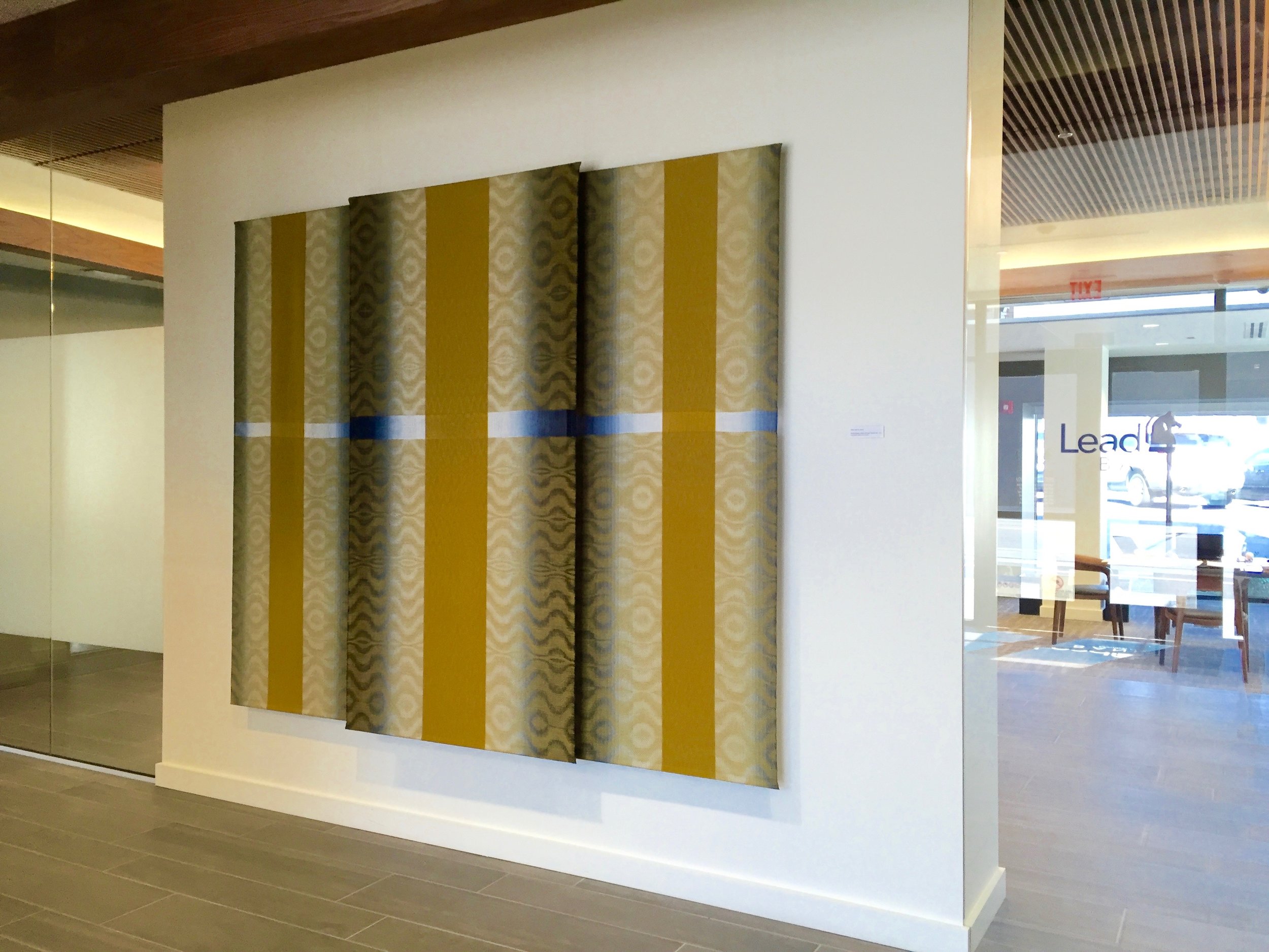  Woven Shades of Blue with Gold Triptych Art  Lead Bank in the Crossroads  Kansas City, MO    