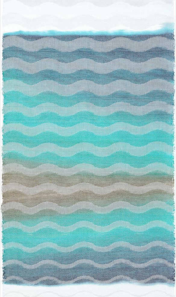Aqua-Brown-Navy Inlay #3 with White