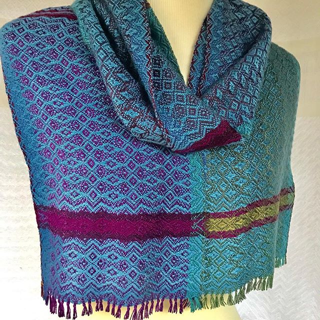 Gradation 💚Green to 💜Purple with 💙Blue Bamboo Handwoven Scarf #ilovethewoventextiles