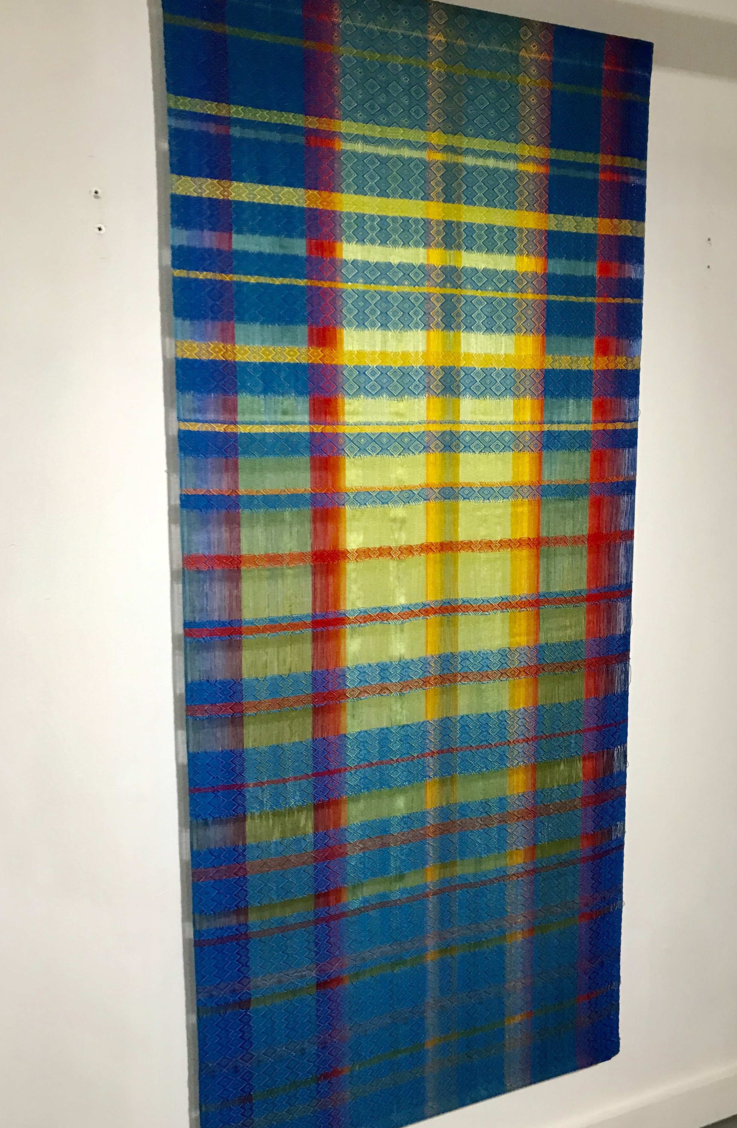  Title: Sixty-five Colors #1  Size: 31” wide x 70” long  Medium: Hand-dyed, hand-woven  Materials: tencel  For process information and pricing, please contact us by clicking on this link. 