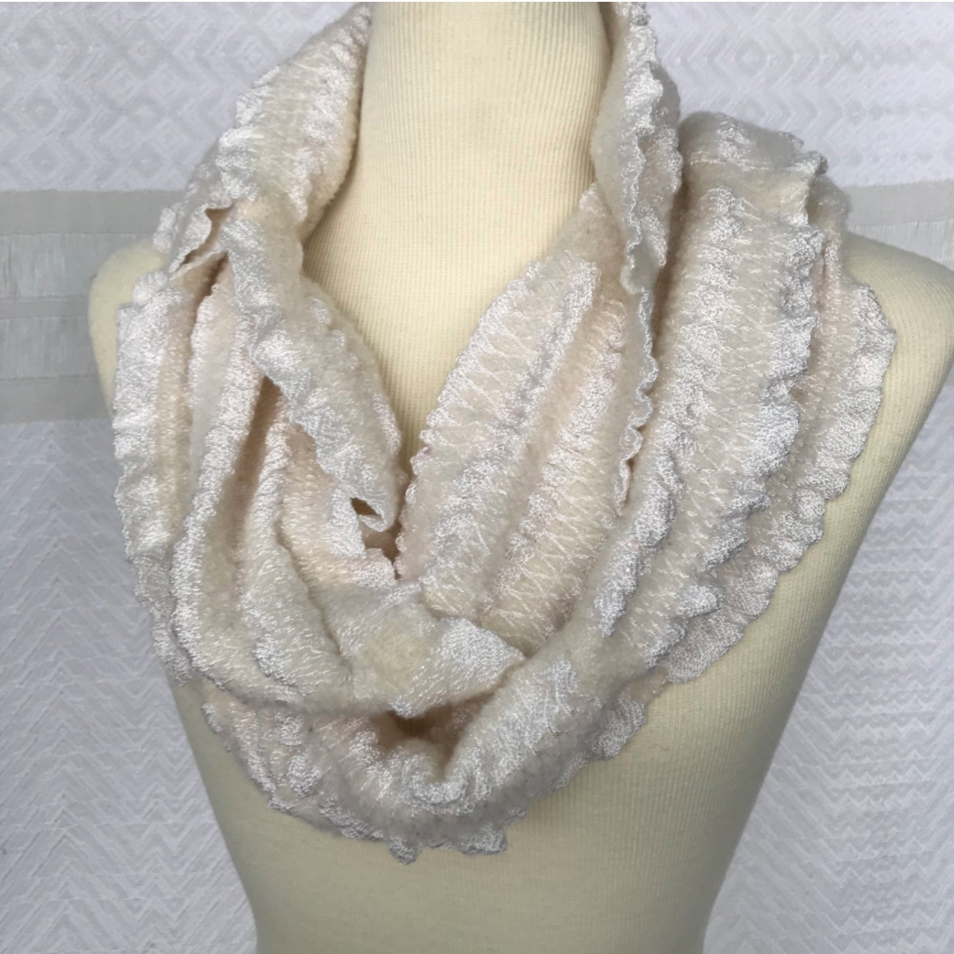  Snow Covered with White Tencel Infinity Scarf   