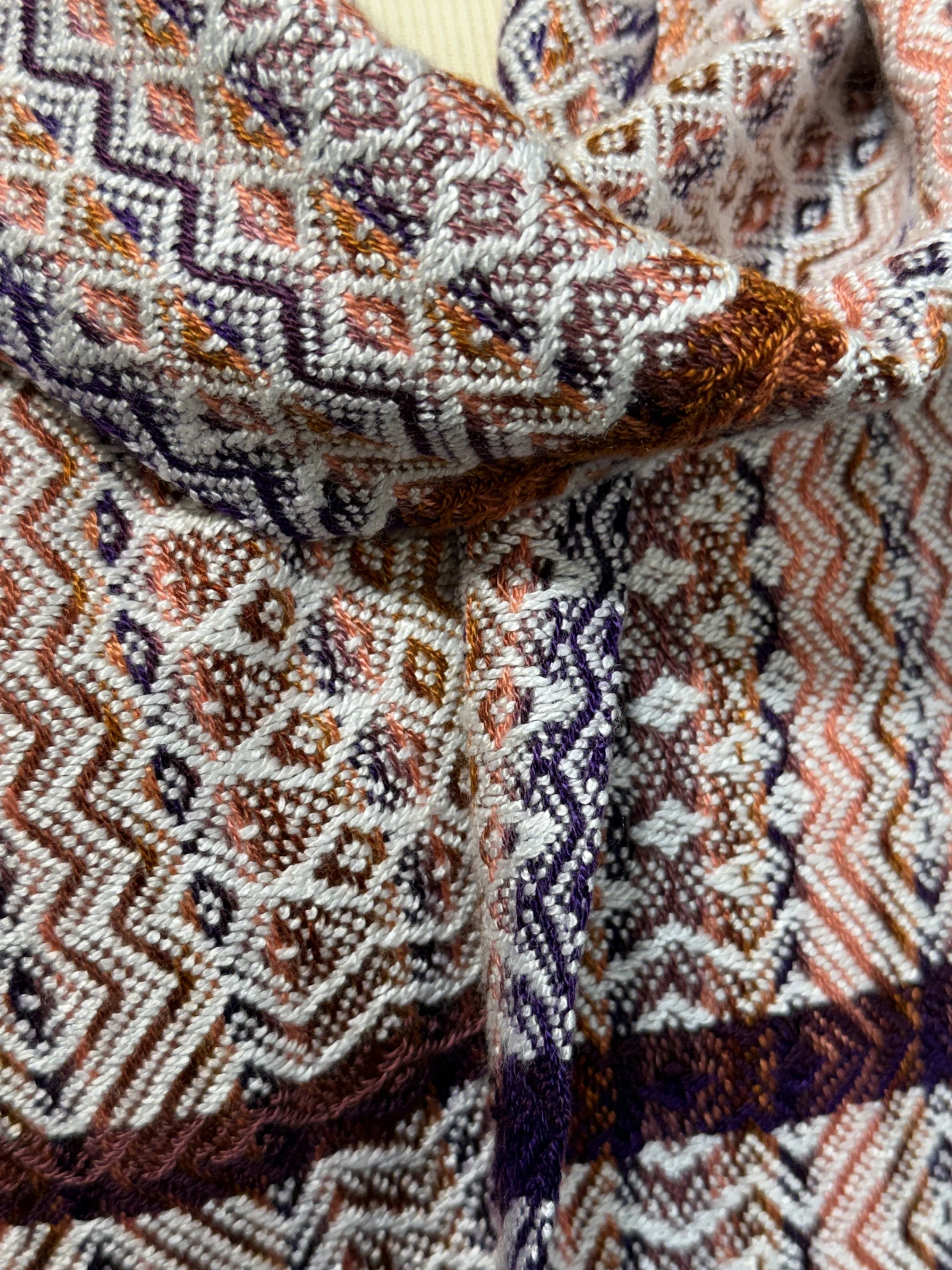 Stripes of Purple and Orange Woven Scarf 2-3.JPG