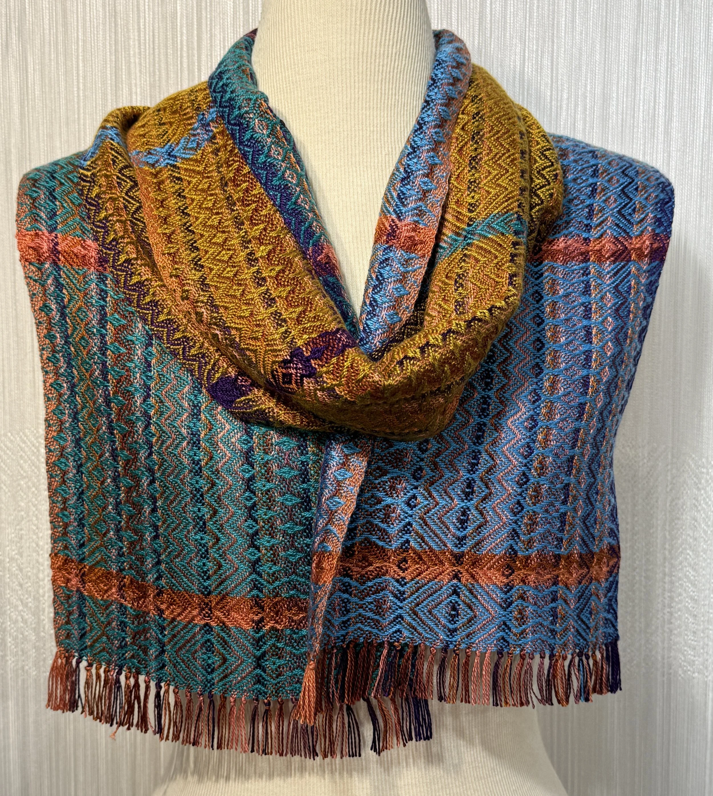 Stripes of Purple and Orange Woven Scarf 1-1.jpg