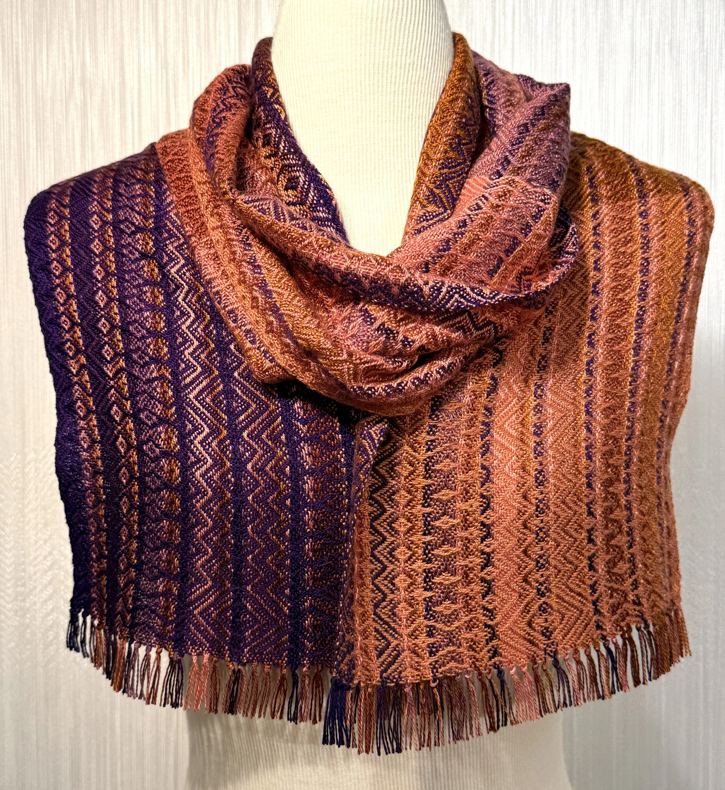 Stripes of Purple and Orange Woven Scarf 4-1.jpg
