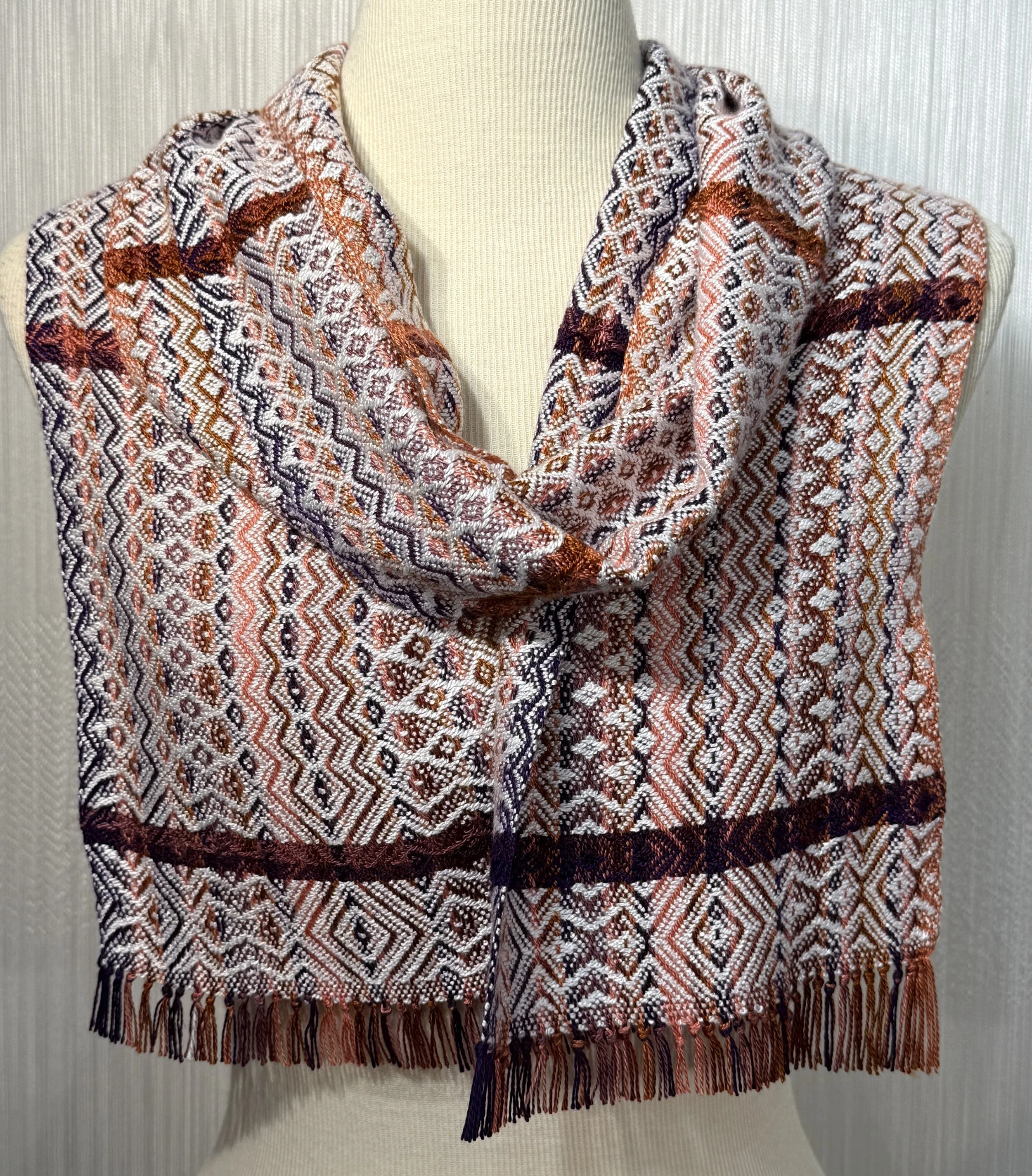 Stripes of Purple and Orange Woven Scarf 2-1.jpg