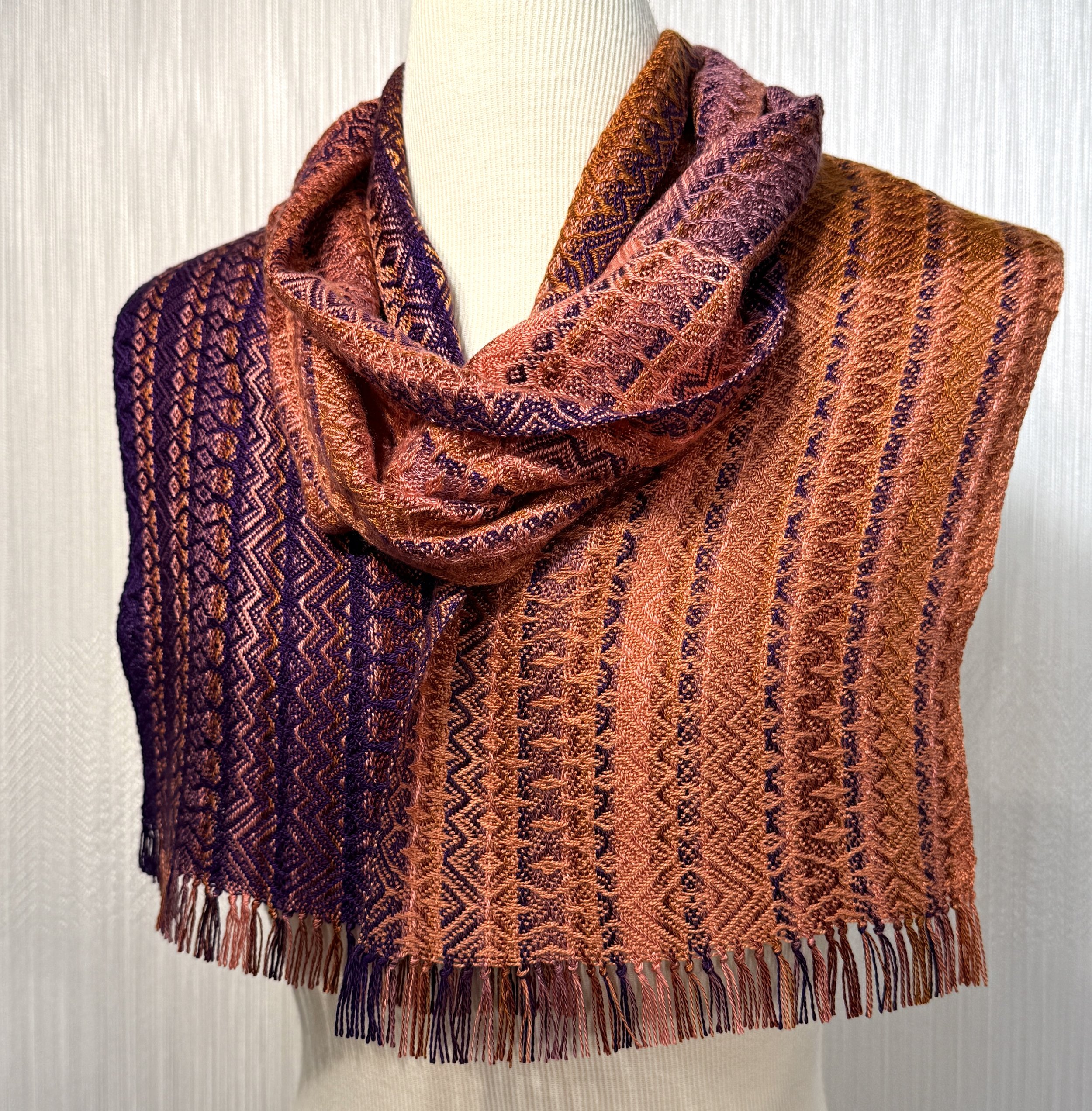 Stripes of Purple and Orange Woven Scarf 4-3.jpg