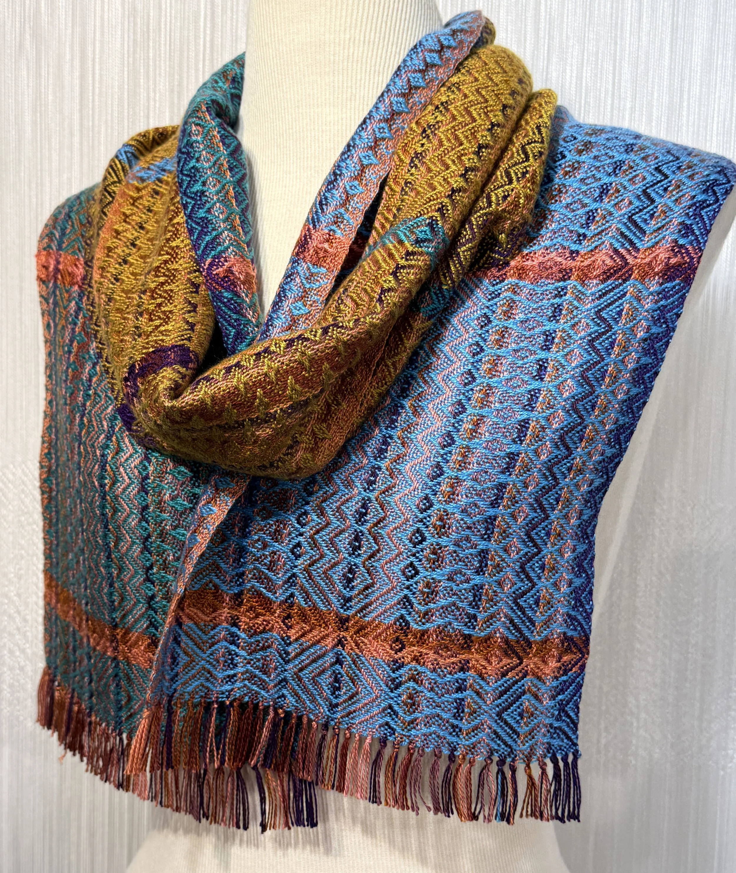 Stripes of Purple and Orange Woven Scarf 1-4.jpg