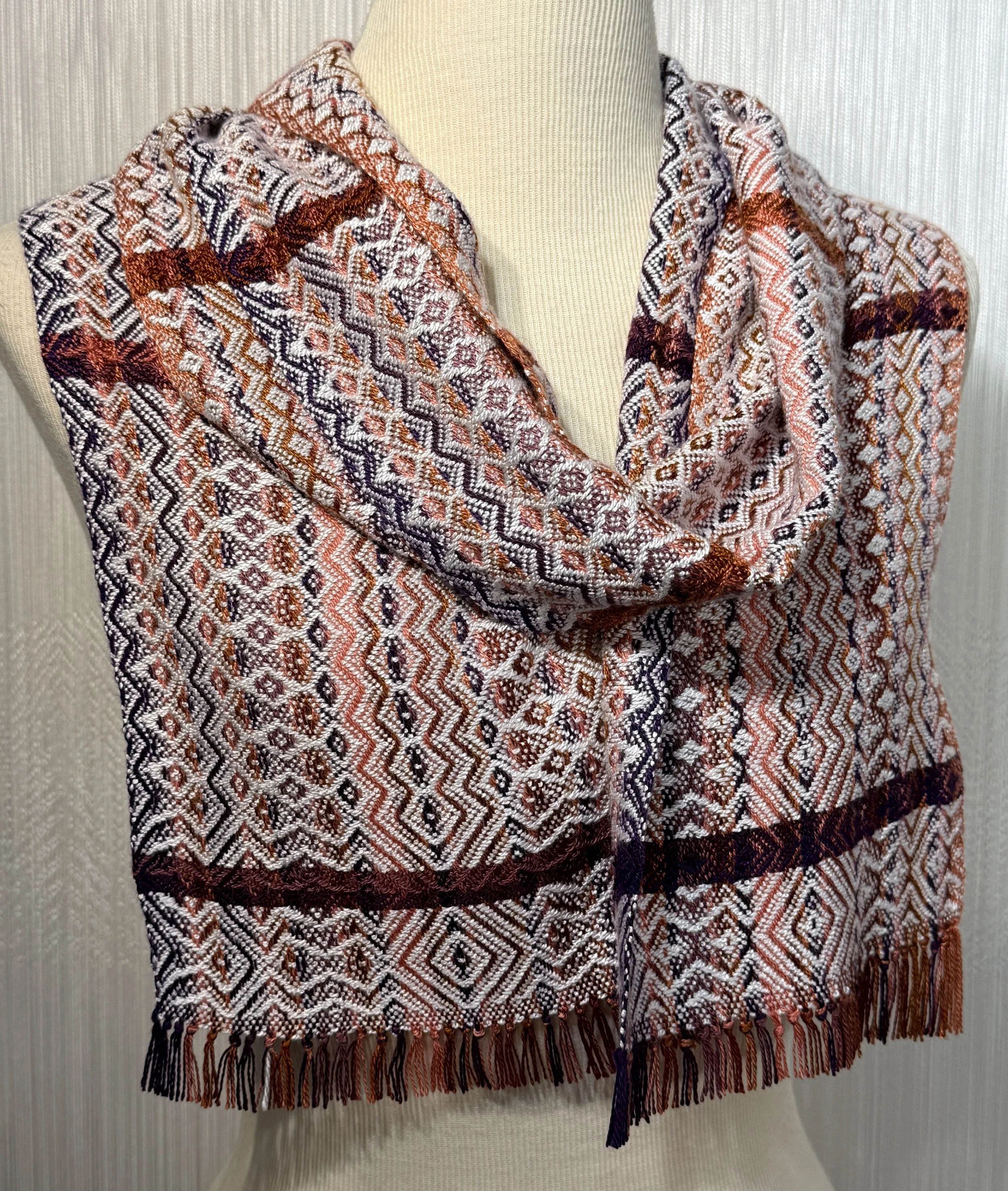 Stripes of Purple and Orange Woven Scarf 2-2.jpg