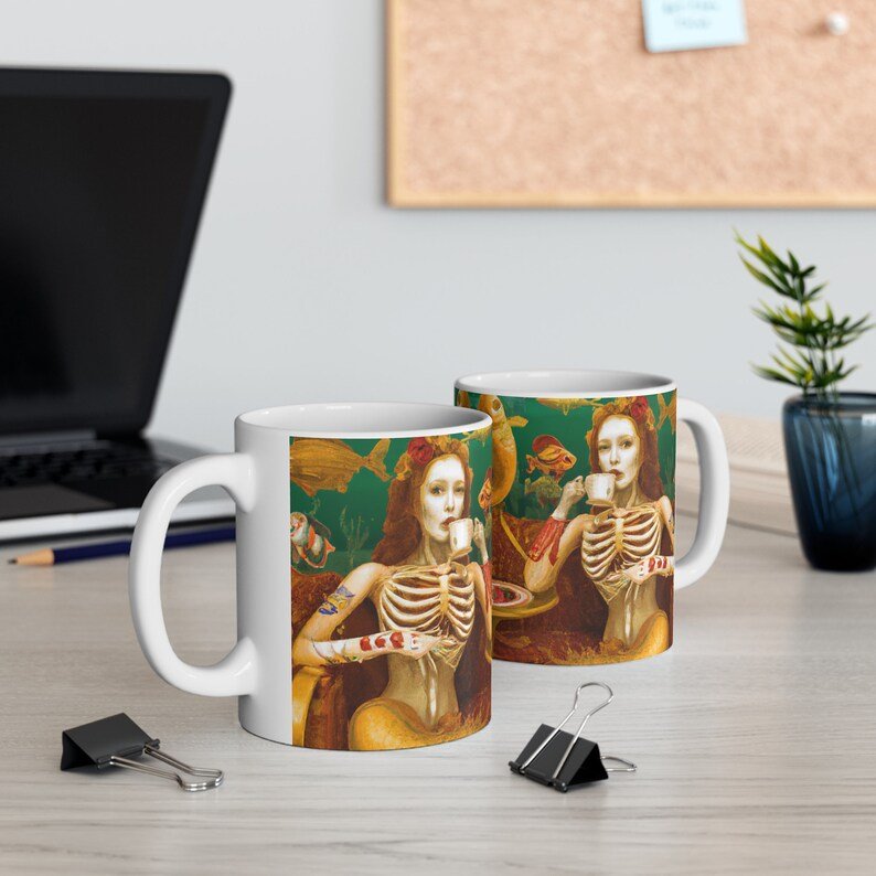 Skeleton Mermaid Mugs
