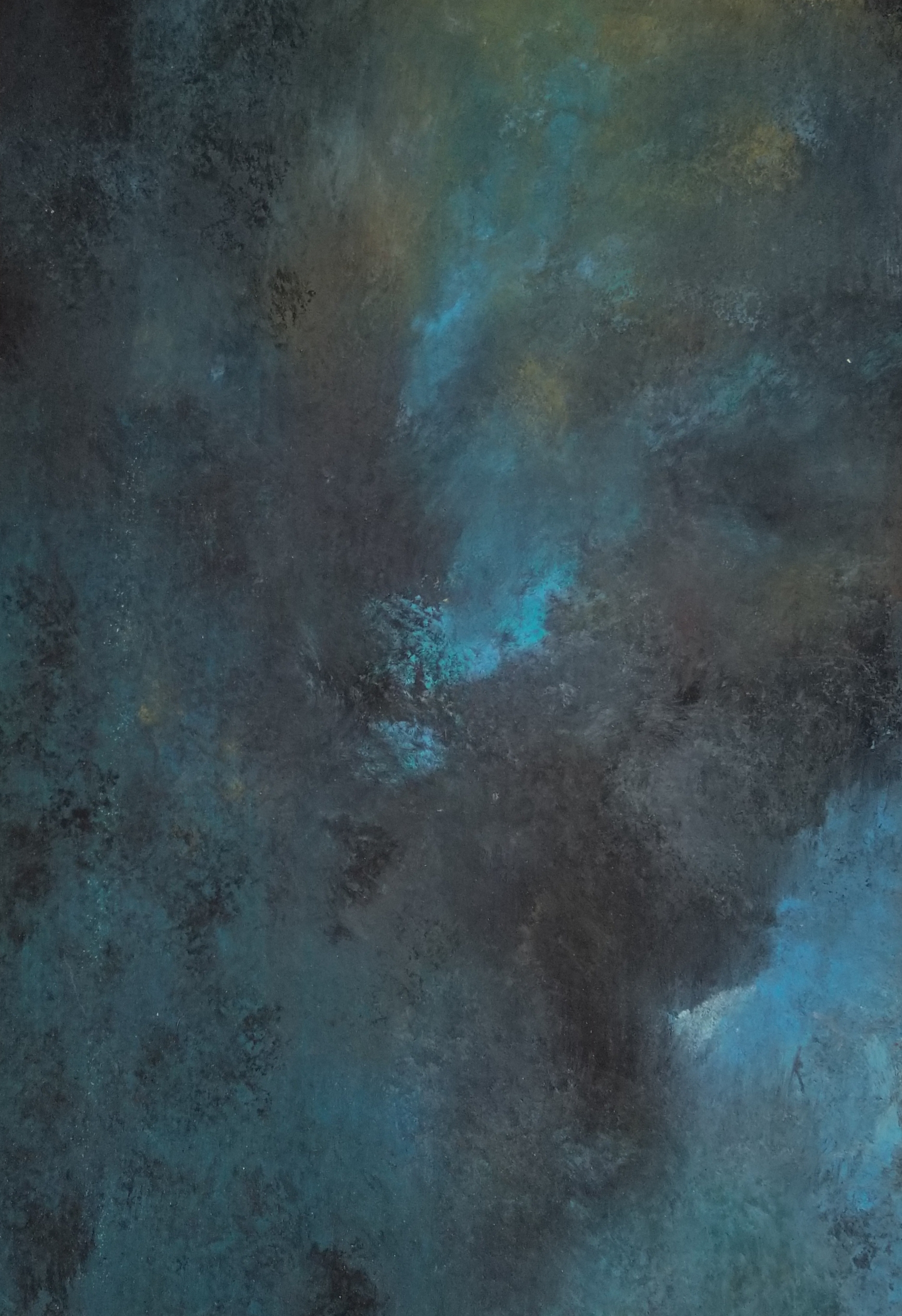 Verdigris sample, 2’ x 1’, Rosco supersat on panel